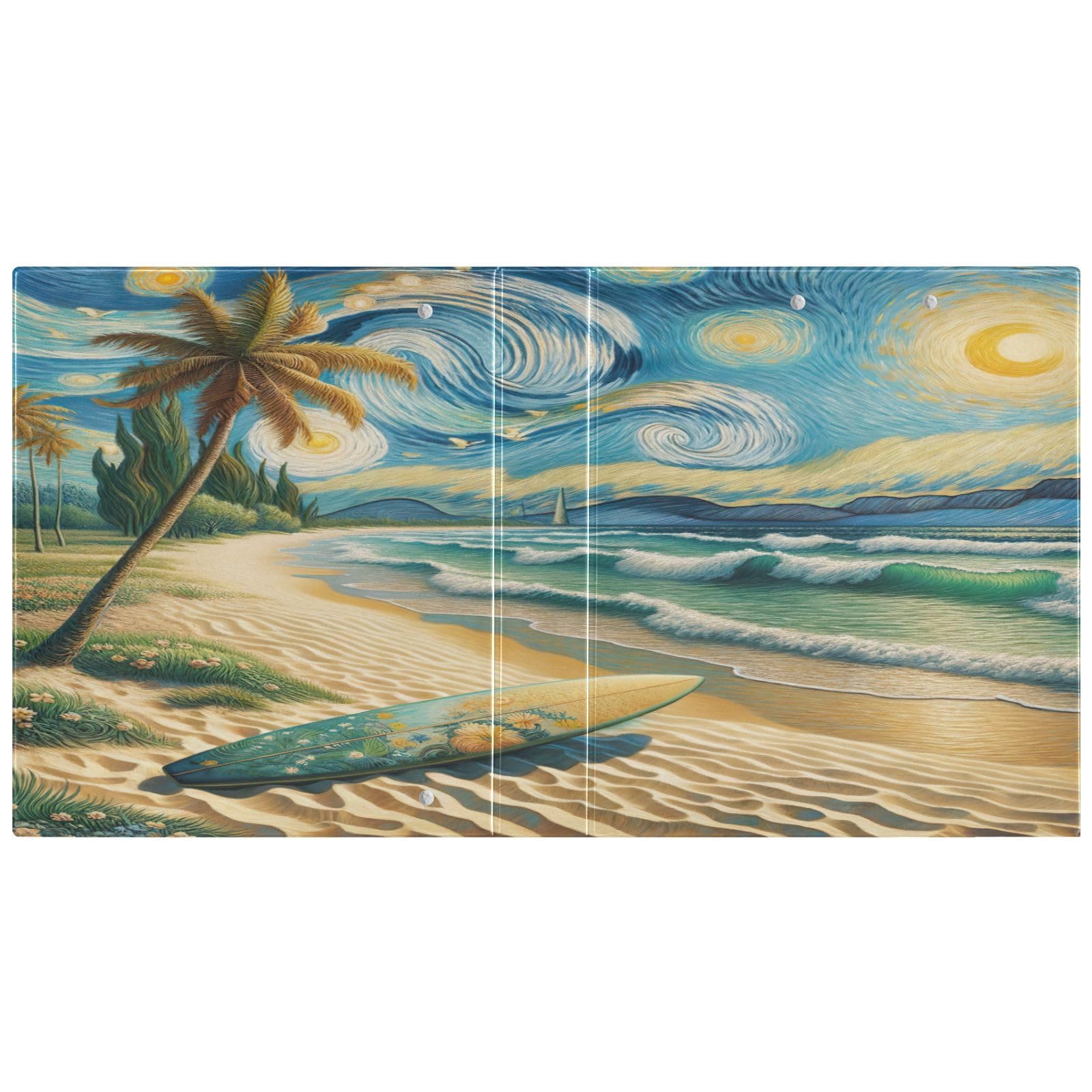 Raccoglitore a 3 anelli blu con motivo spiaggia stellata, confezione da 2 raccoglitori ad anelli rotondi, grande raccoglitore a 3 anelli