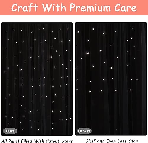 Miniatura 7 de Kinryb Cortinas pequeñas de princesa para dormitorio de niñas con superposición transparente, cortina de doble capa para sala de estar con recorte