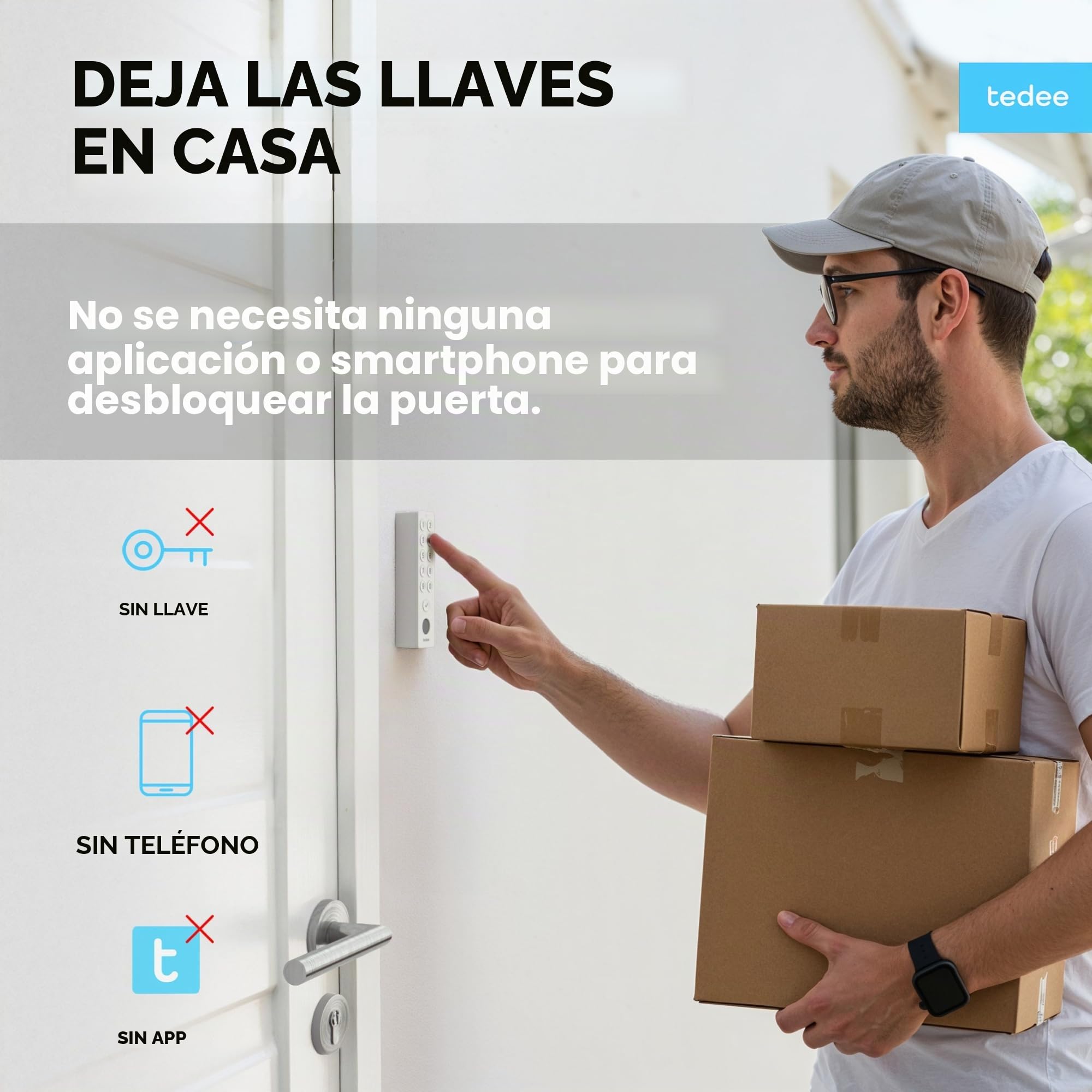 tedee Keypad PRO, Abre la Puerta con la Huella Digital o con un código de Forma rápida y cómoda, hasta 100 PIN y 100 huellas dactilares, Accesorio tedee Smart Lock, Bluetooth (Blanco)