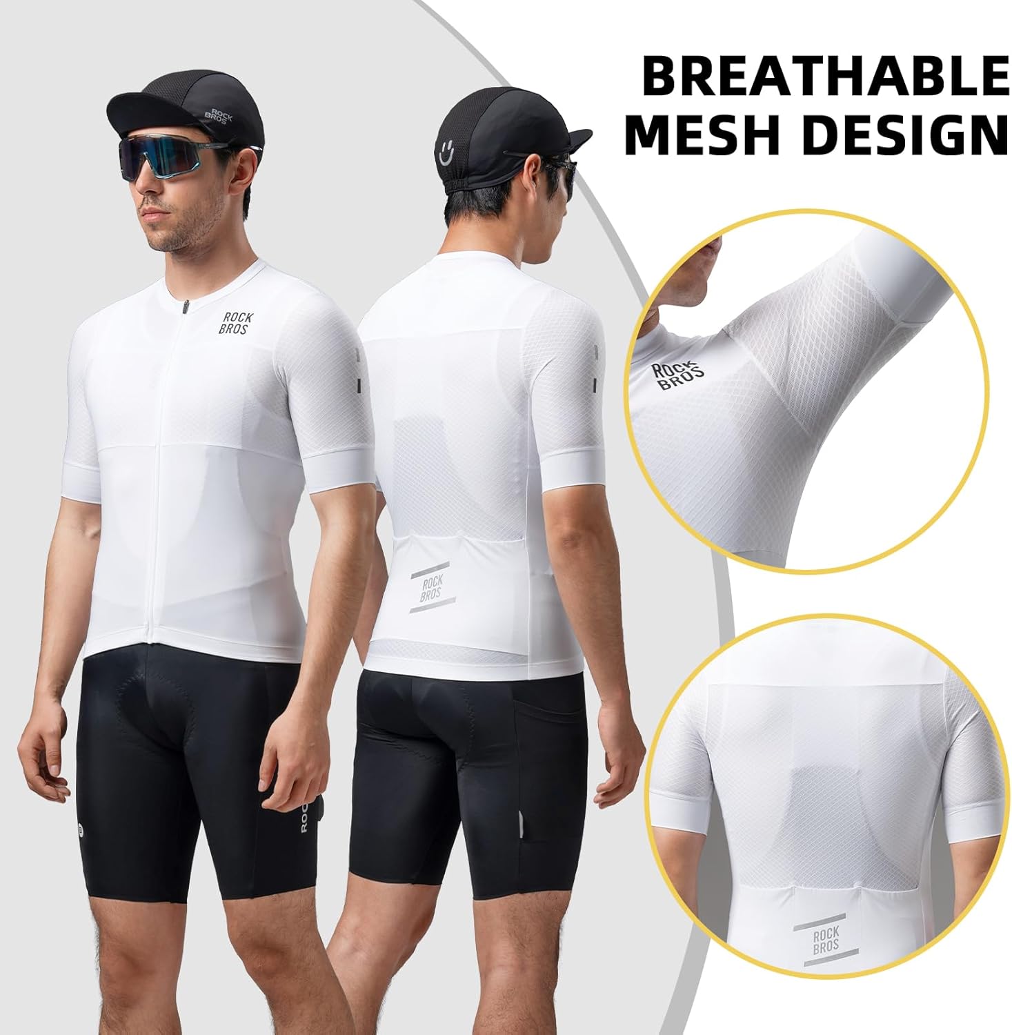 ROCKBROS Cycling Jersey Men, Short Sleeve Breathable & Quick Dry Cycling Jersey for Summer, Ergonomic & Elastic Road Bike