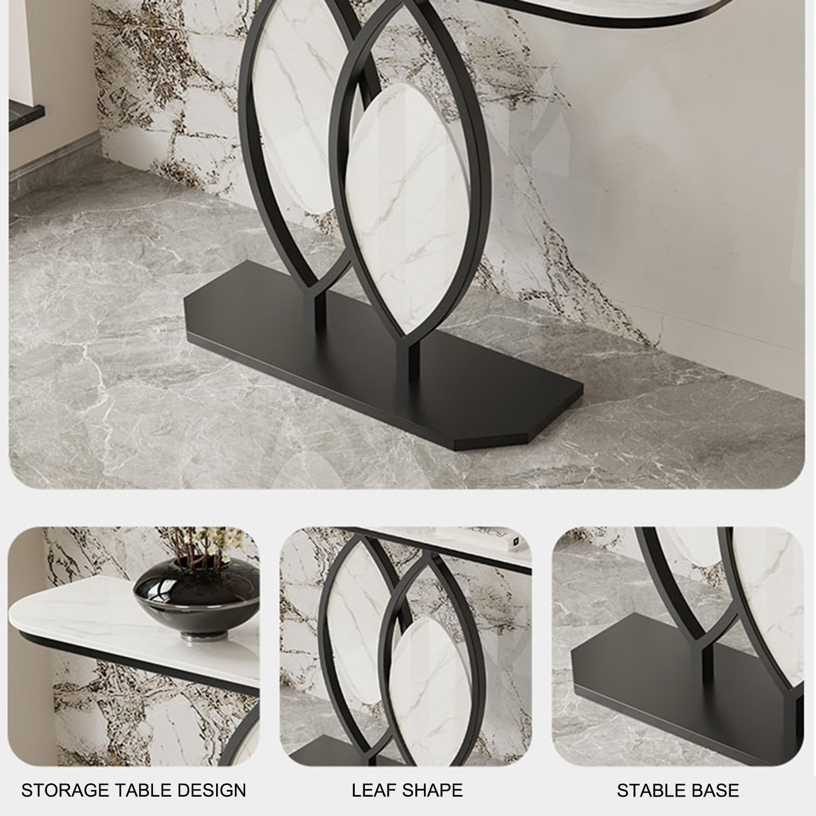 Consolle da ingresso con struttura in metallo, tavolino stretto con ripiani portaoggetti, tavolino da divano dietro il divano, per corridoio, ingresso, atrio, soggiorno (nero, 80 cm/31,5 pollici)