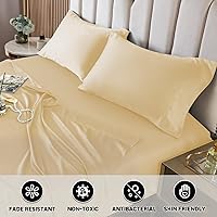 Vista 5 de Twin Sheet Set Deep Pocket, Twin Bed Sheets Soft Cooling, Microfiber Sheet Sets Twin Size, Hotel Luxury Breathable Soft Sheets, Champagne