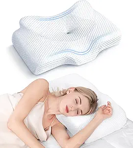 Osteo Cervical Pillow for Neck Pain Relief, Hollow Design Odorless Memory Foam Pillows with Cooling Case, Adjustable Orthopedic Bed Pillow for Sleeping, Support for Side Back Sleepers