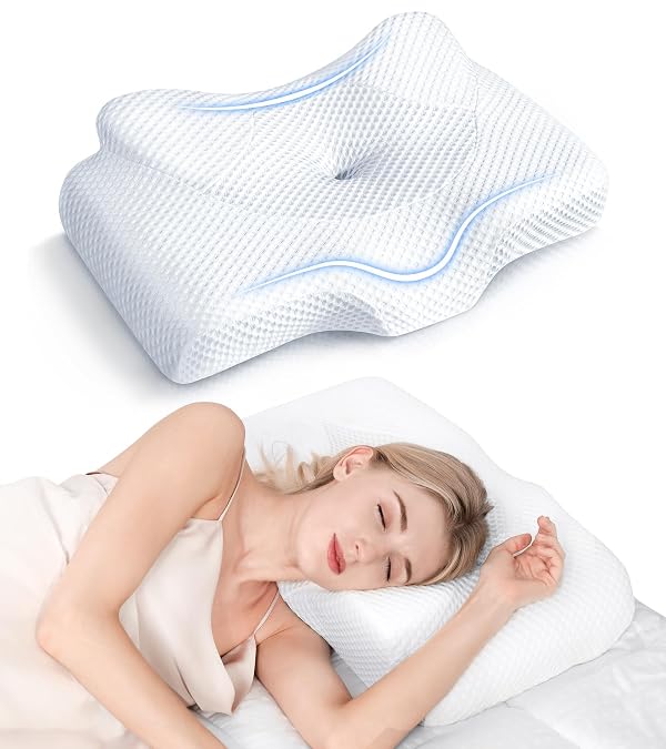 Osteo Cervical Pillow for Neck Pain Relief, Hollow Design Odorless Memory Foam Pillows with Cooling Case, Adjustable Orthopedic Bed Pillow for Sleeping, Support for Side Back Sleepers by Osteo - Used condition - US$62.98
