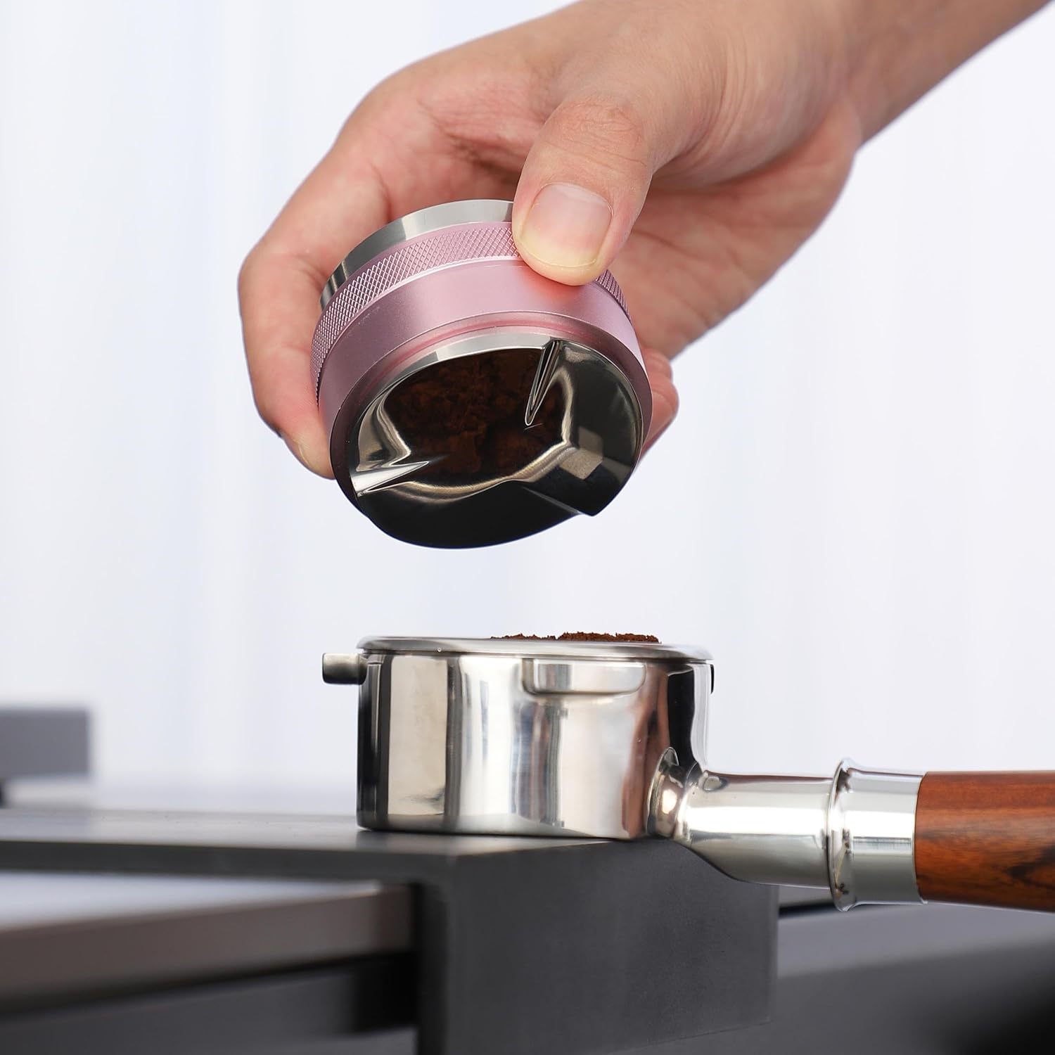 54mm Coffee Distributor and Tamper,Dual Head Coffee Leveler Fits for Breville 54mm Portafilter,Professional Espresso Hand Tamper.(Light pink)