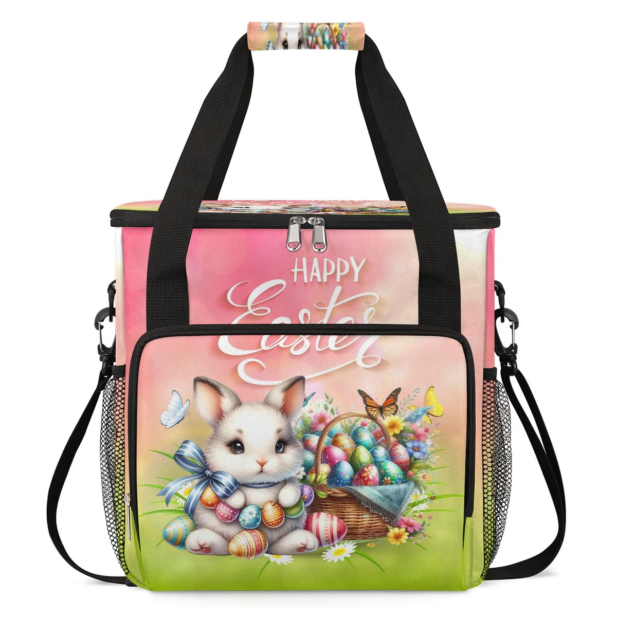 Coffee Maker Carring Bag Festival Bunny Easter Travel Carrying Storage Tote Bag Compatible with Keurig K-Mini or K-Mini Plus Portable Single Serve Coffee Brewer Case with Pockets for K-cup Pods