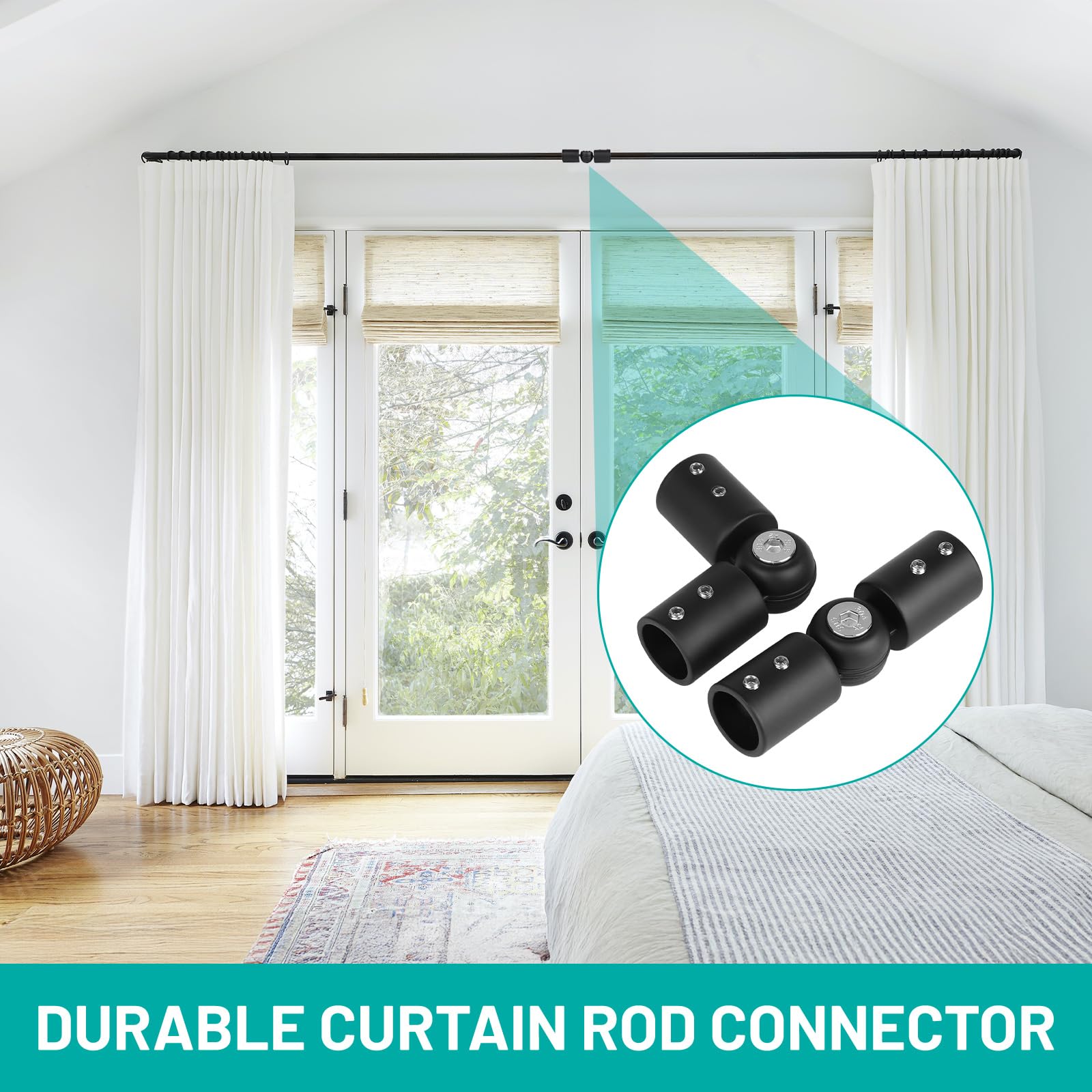 DBREAKS 2 Pezzi Connettore Angolare per Barra Della Tenda Regolabile da Angolo da 90 Gradi a 180 Gradi, Connettore Angolare in Acciaio Inossidabile per 19mm Tende