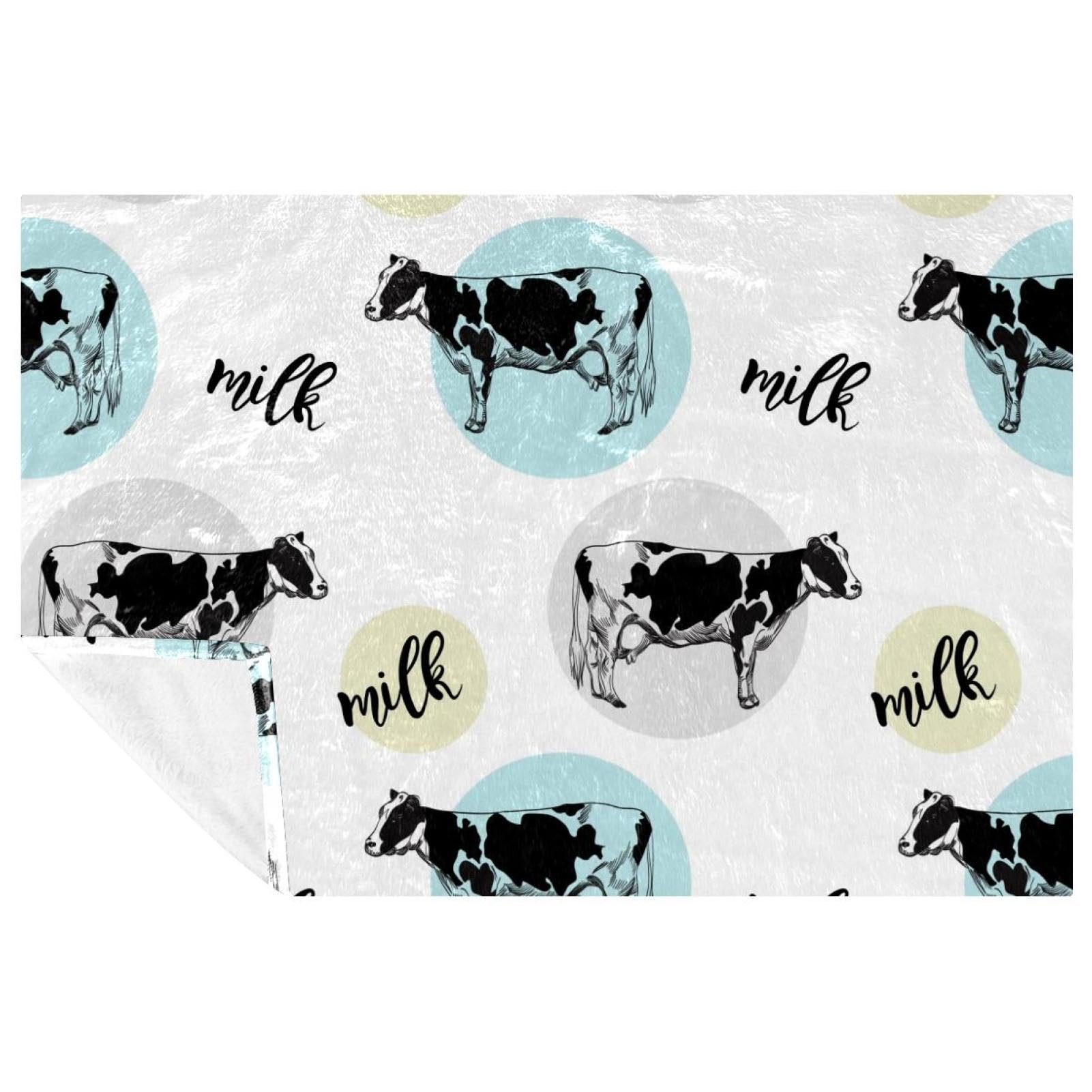 Couverture douce vache pour canapé et pique-nique en famille 150x100cm