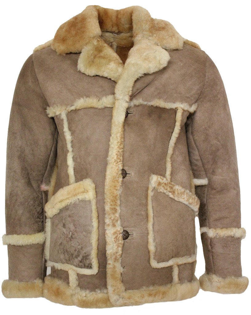 Infinity Men's Sand ’S Designer Long Winter Real Sheepskin Coat 4XL