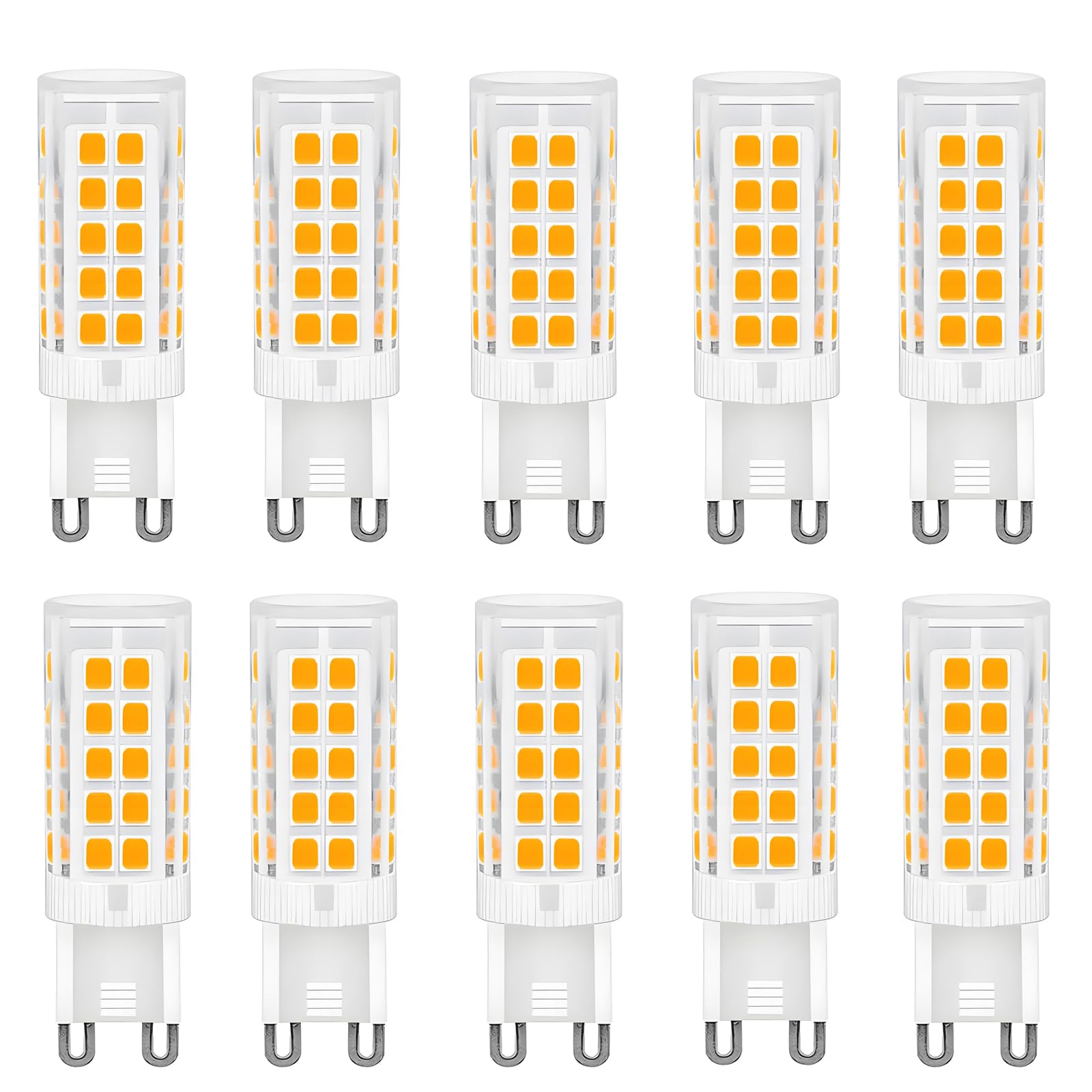 WULUN 5W G9 Led Bulbs, Equivalent to 50W Halogen Bulb, 500lm, 3000K Warm White, AC 220-240V, No Flicker, Non-Dimmable, Energy Saving G9 Bulb, for Chandeliers Home Lighting Decor, 10 Pack