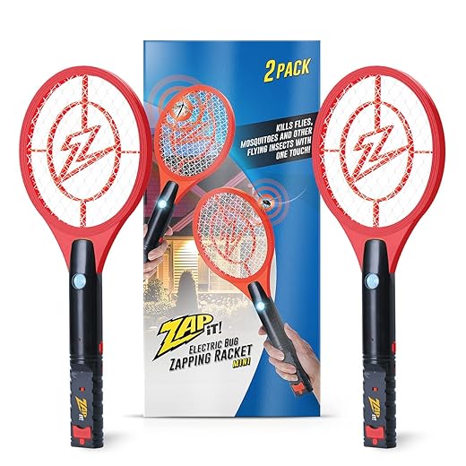 ZAP IT! Bug Zapper Rechargeable Bug Zapper Racket, 4,000 Volt, USB Charging Cable, 2 Pack