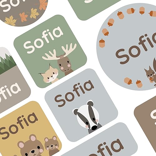 Teddylabels - 33 etiquetas de nombre grandes para niños - Calcomanías para la escuela y el cuarto del bebé - Perfectas para loncheras y botellas de disponible en Yaxa Peru