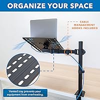 Vista 8 de Mount-It! Soporte de escritorio para laptop, brazo ergonómico totalmente ajustable para laptop con bandeja ventilada, gestión de cables, abrazadera