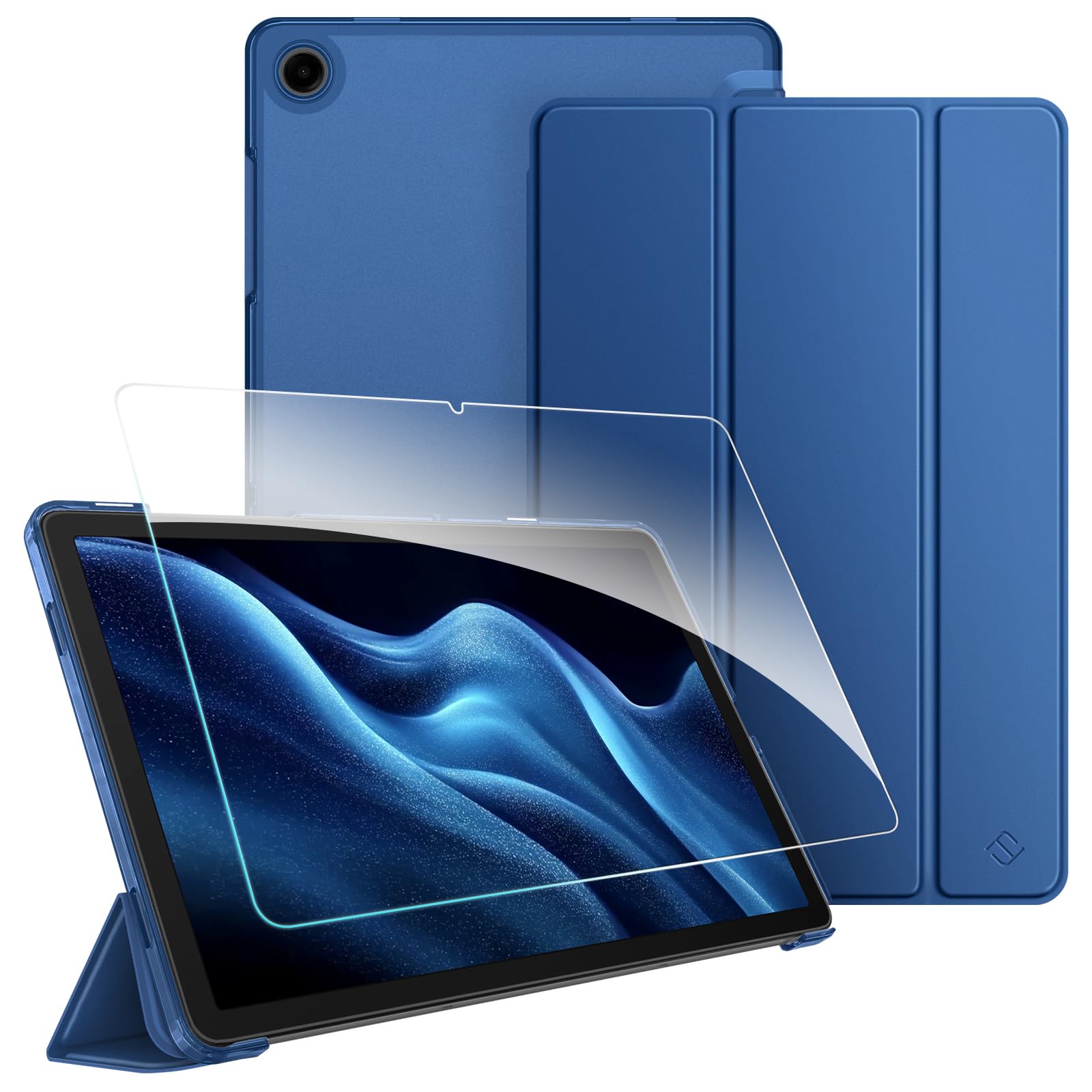 Fintie Hülle für Samsung Galaxy Tab A11+ Plus 11" 2025 / Tab A9+ Plus 11 Zoll 2023 Tablet mit Schutzfolie, Ultradünn Schutzhülle mit Translucent Rückseite Cover, Navy
