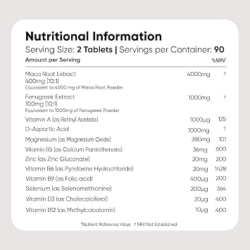 Testosterone Supplements for Men - 180 Vegan Tablets - 3 Months Supply