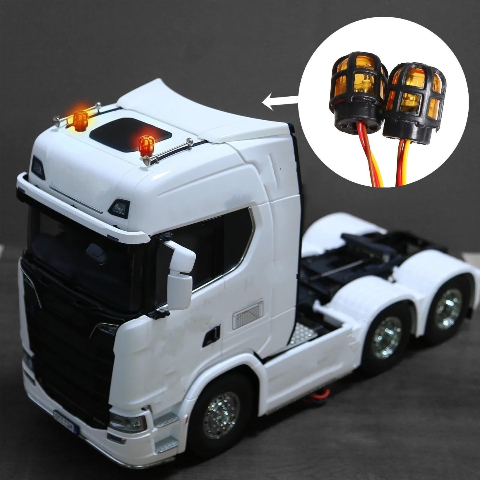 Per Tamiya 1/14 Escavatore 360 ​​gradi Rotante Luce Ingegneria Lampada RC Camion Rimorchio Ribaltabile Per Scania 770S Auto Aggiornamenti Fai Da Te Accessori Giocattoli Rc