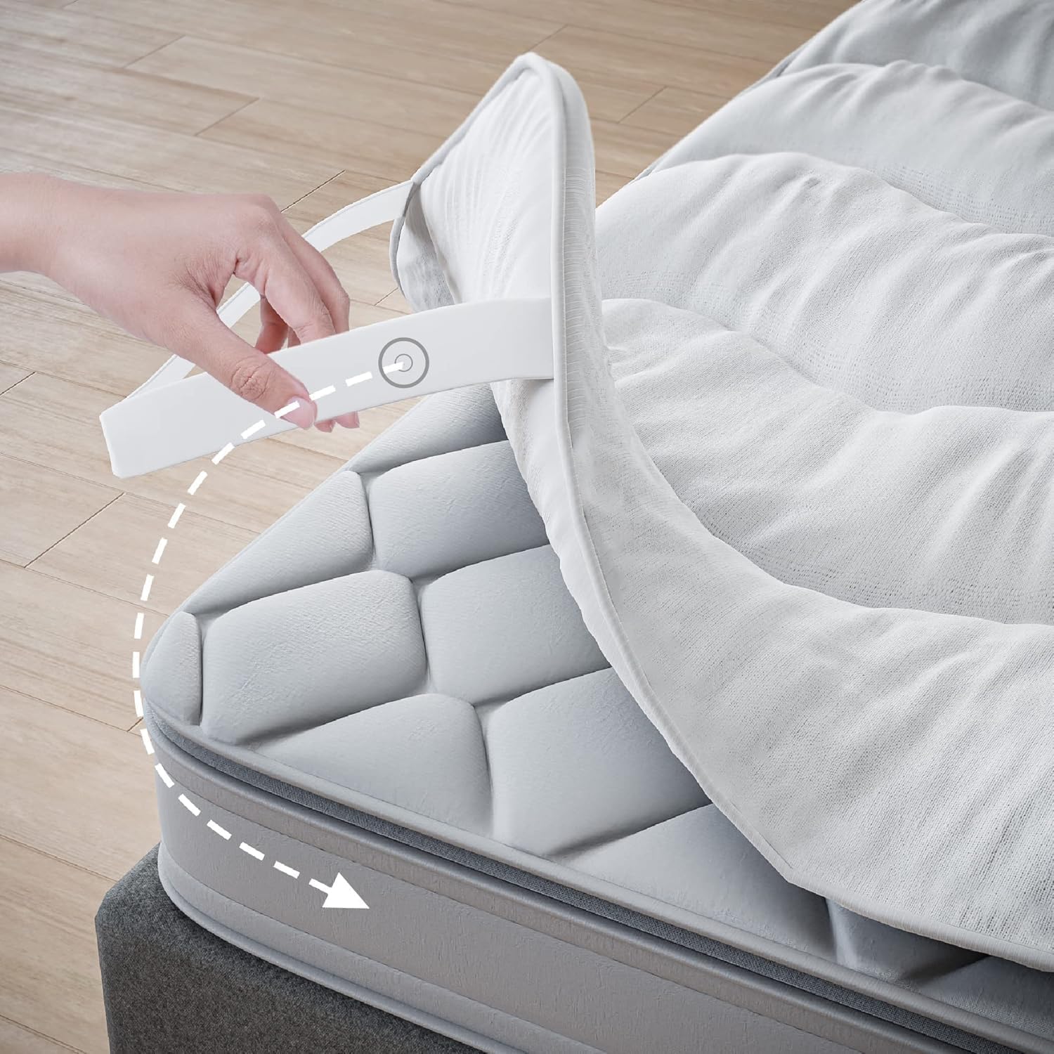 CASABEL Cubrecolchón de Microfibra Confortable, 1-2 plazas, 120x195cm | Confort mullido, microfibra transpirable, hipoalergénico, Relleno uniforme, sujeción con elásticos, lavable a máquina