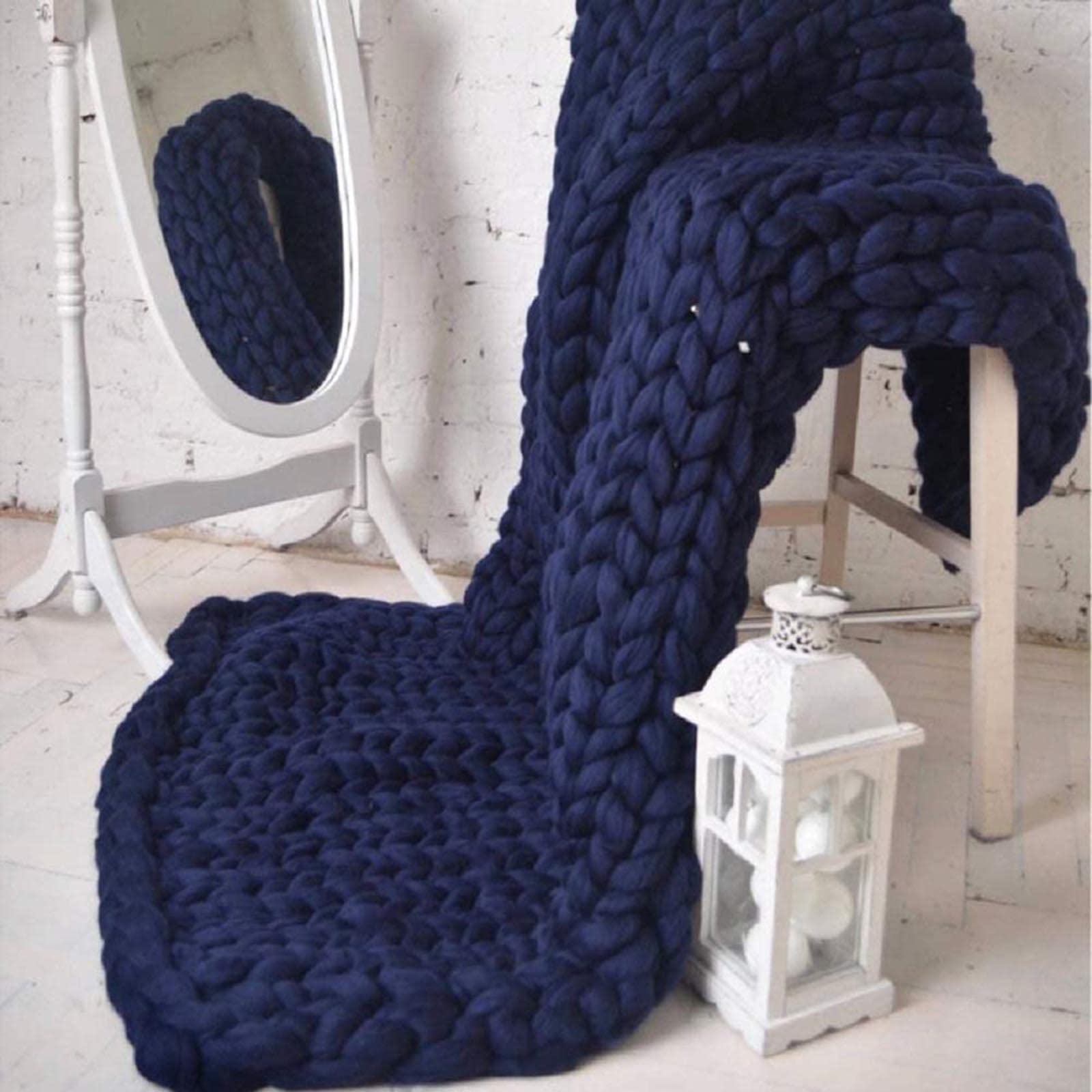 HHZY Coperta A Maglia Grossa Fatta A Mano Calda e Morbida Coperta in Filato Grosso per Divano Coperta per La Decorazione della Camera da Letto e del Soggiorno Boho,Rosso,100x120cm/39.3x47.2in