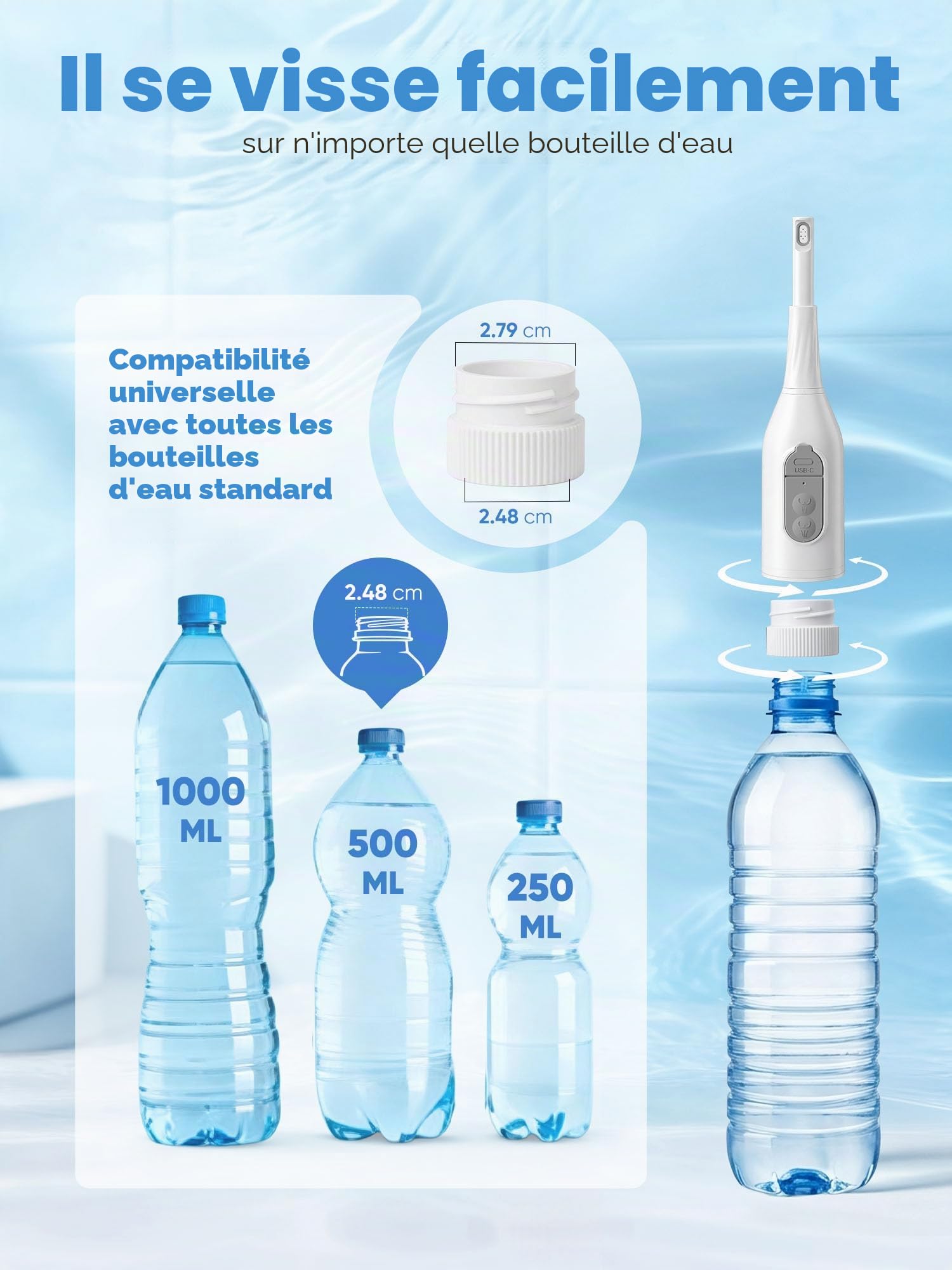 Bidet Portable,Bidet électrique de Voyage,2 Modes de Pression,IPX7 Étanche, Buse réglable à 180°, Lave-Fesses Ergonomique, Hygiene des Parties Intimes Soins du Post-Partum Périnée