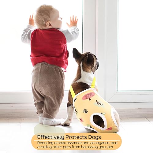 Miniatura 5 de QBLEEV Pañales para perras, bragas sanitarias lavables con tirantes ajustables, bragas reutilizables para perrito, ropa interior para mascotas,