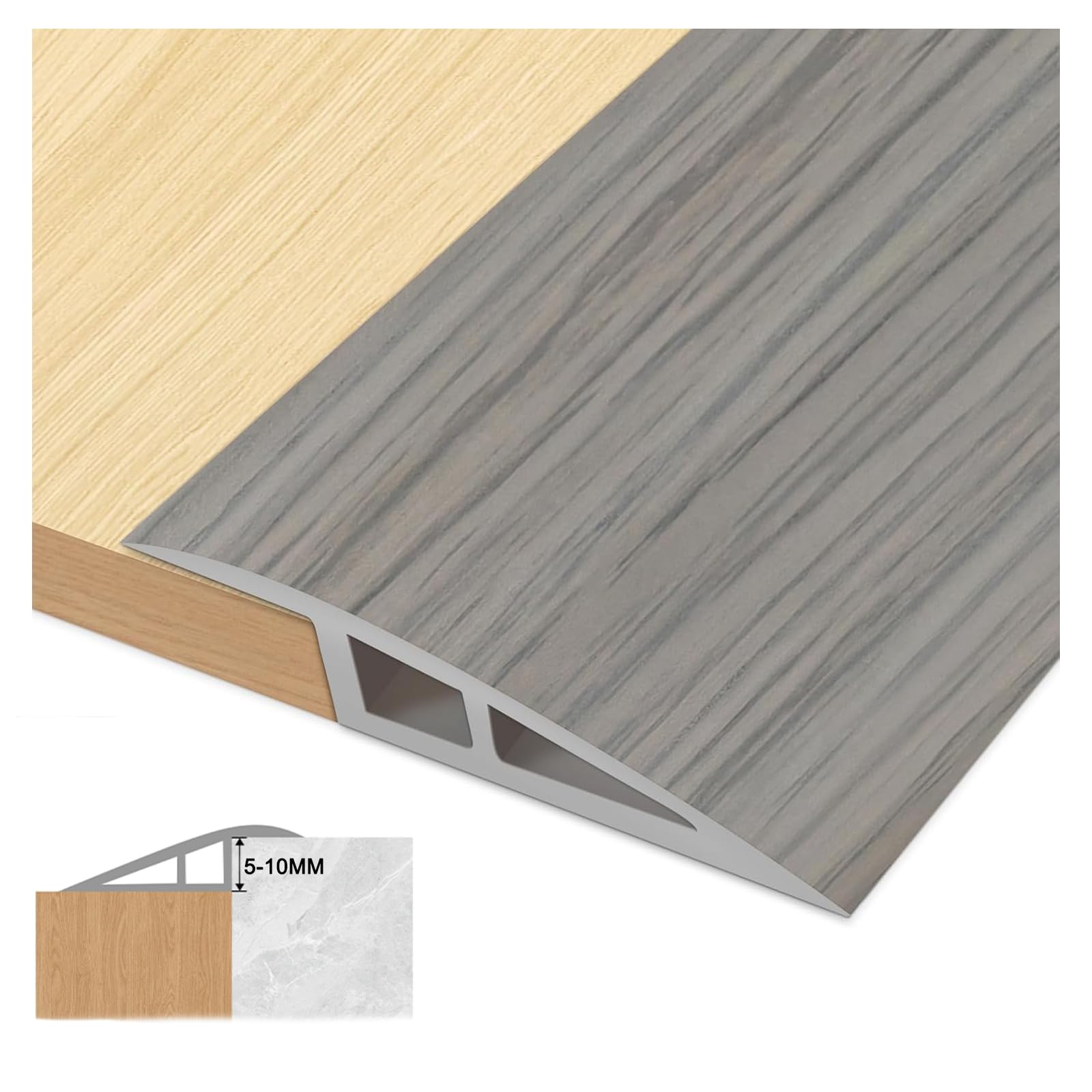 1.5M Self-Adhesive Floor Transition Strips Carpet Trim Strong Adhesive, Ideal for Carpet, Laminate, and Tile Thresholds, Doorways, and Edging，Floor Transition Strips for Heights Between 5-10mm