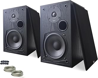 Koe’ B102 – 100 Watt Home Theater, Passive Bookshelf Speakers (Pair) Hi-Res Audio, Excellent Response, HiFi, Satellites, Includes SPL/Freq Graph, Wall-Mountable, Black
