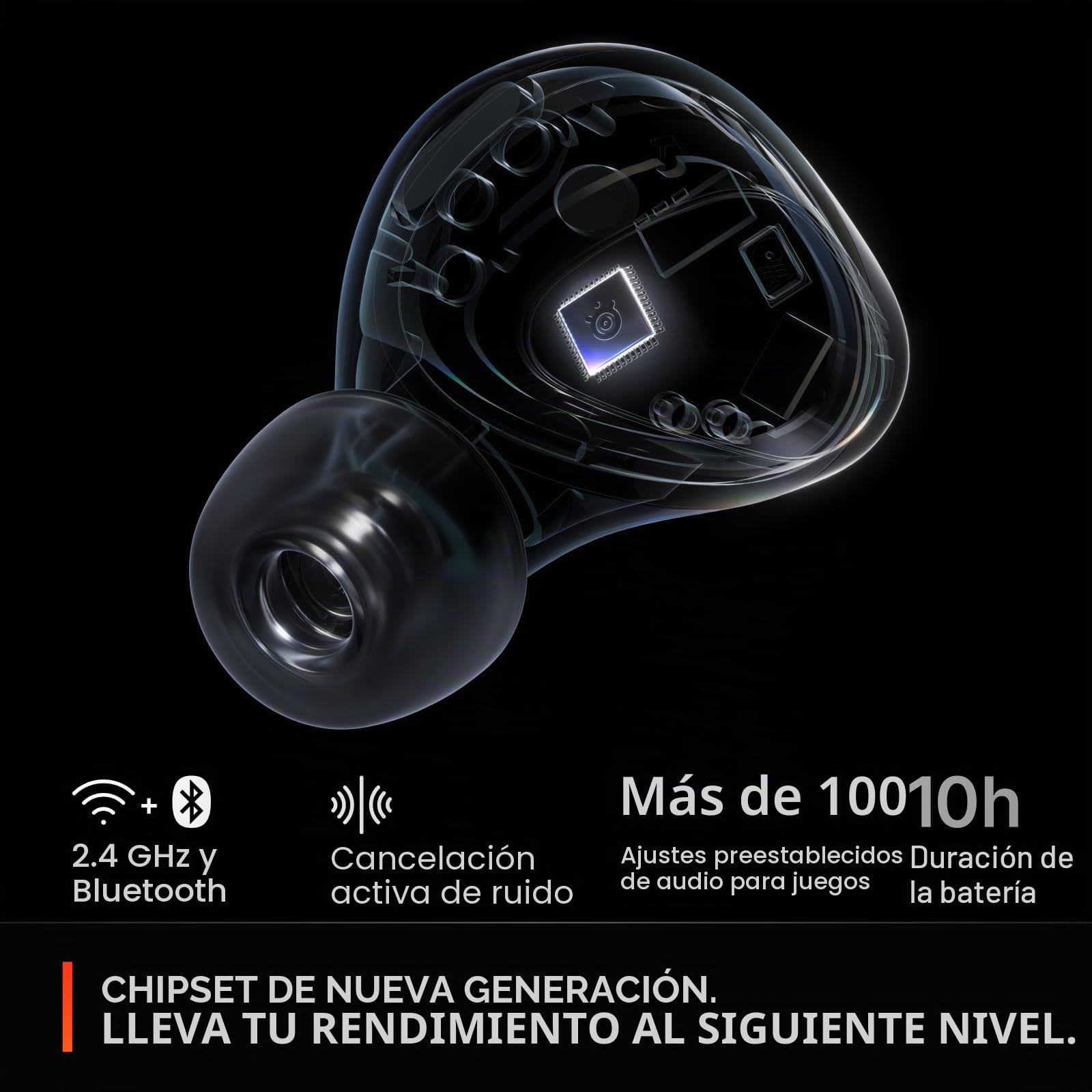 SteelSeries Arctis GameBuds™ para PlayStation - Auriculares inalámbricos para Juegos - 2,4 GHz + BT5.3 - Modo ANC/Transparencia - Resistencia al Agua IP55-40 Horas de autonomía -Carga inalámbrica