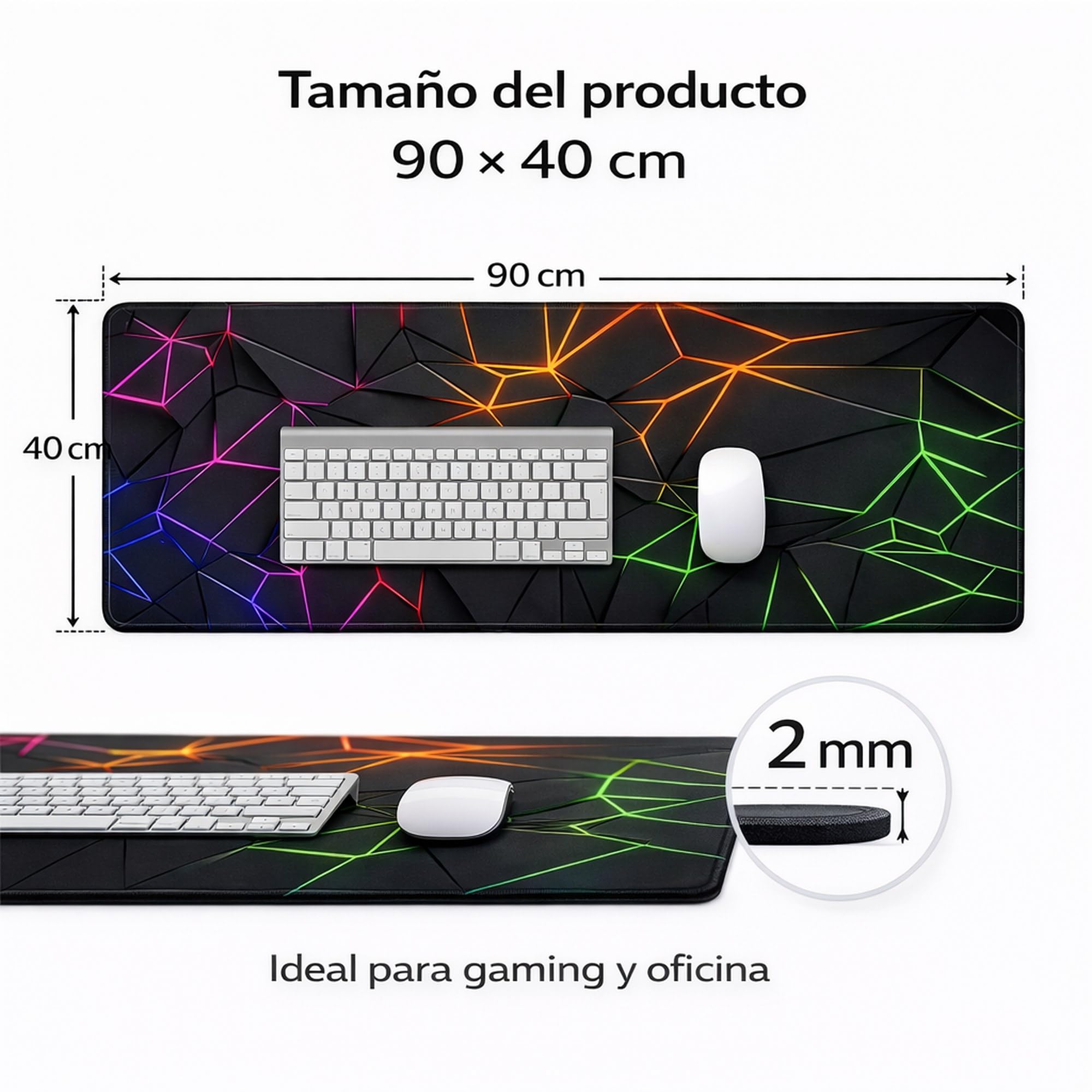 Alfombrilla de Escritorio Gaming XXL 900x400 mm | Tapete para Escritorio y Alfombrilla de Ratón Grande | Mouse Pad Gaming Antideslizante, Cubre Escritorio Ideal para Decoración Gamer y Oficina