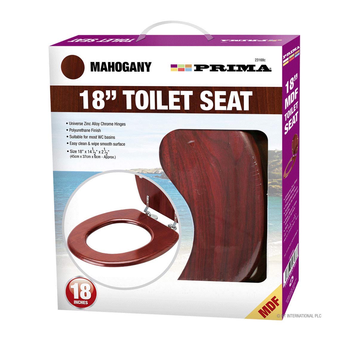 Prima Dark Brown Wooden Mdf Mahogany Effect Toilet Seat With Zinc Hinges