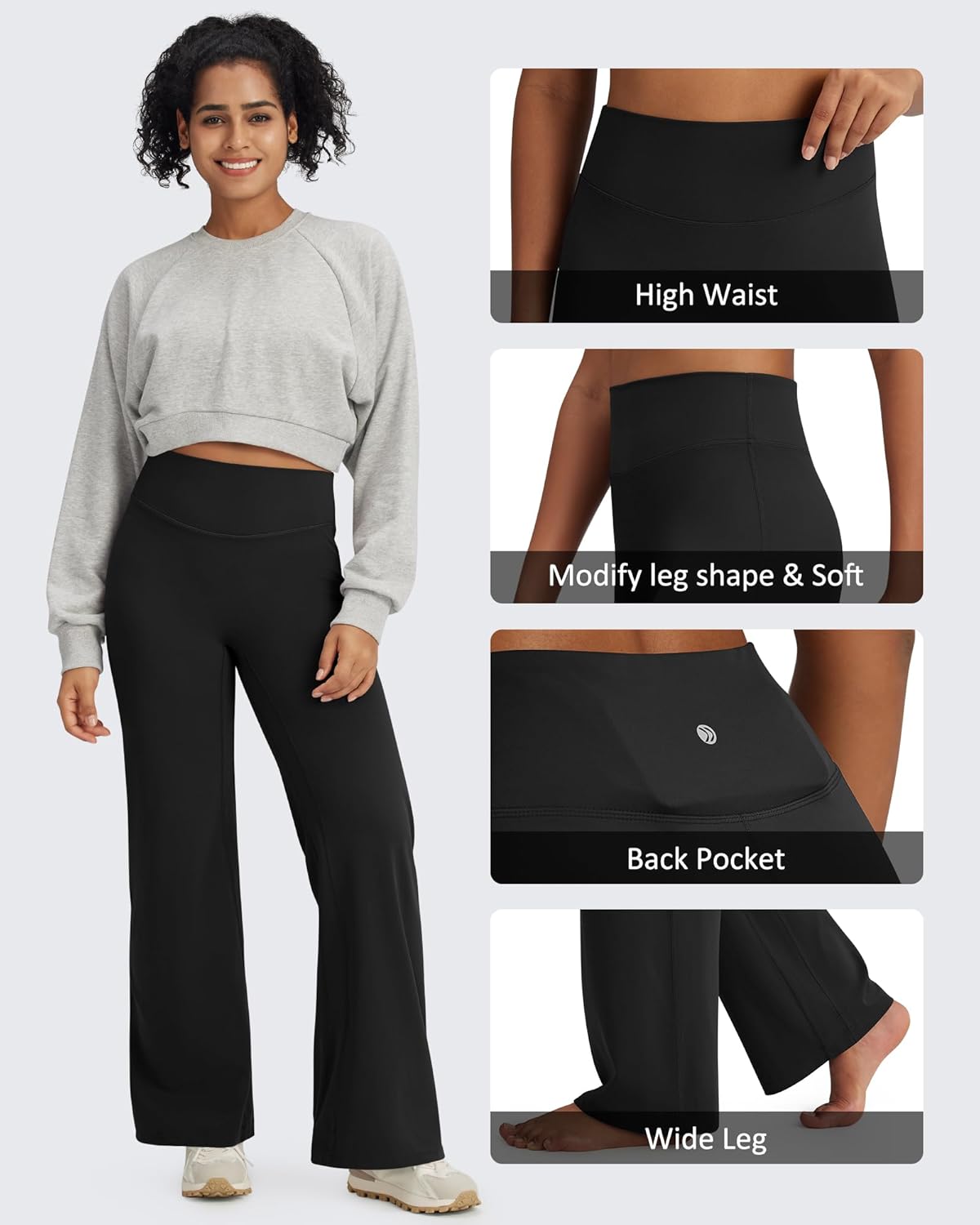 G4Free BareFeel No Front Seam Straight Leggings for Women High Waisted Wide Leg Yoga Pants 29"/31"/33"