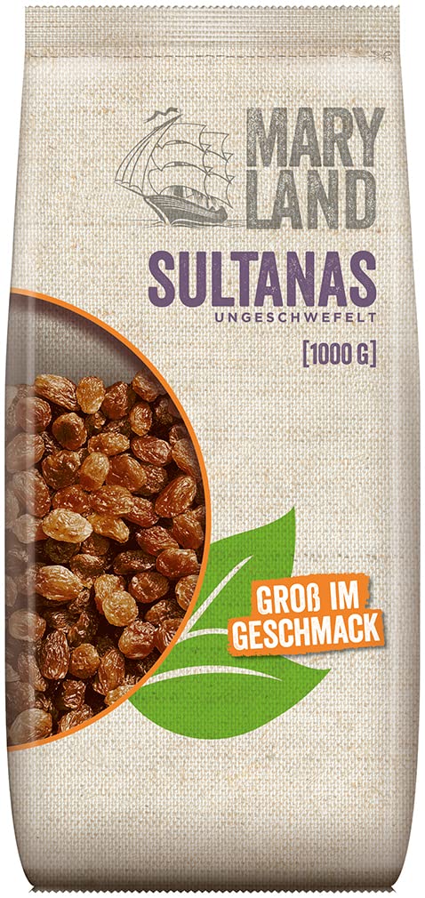 Maryland Sultanas 1000g Vorratspackung 4er Pack – Sultanas ungeschwefelt, natürlich süß ohne extra Zucker – Ohne Konservierungsstoffe – Perfekt zum Backen und Snacken im Großbeutel (4 x 1000g)