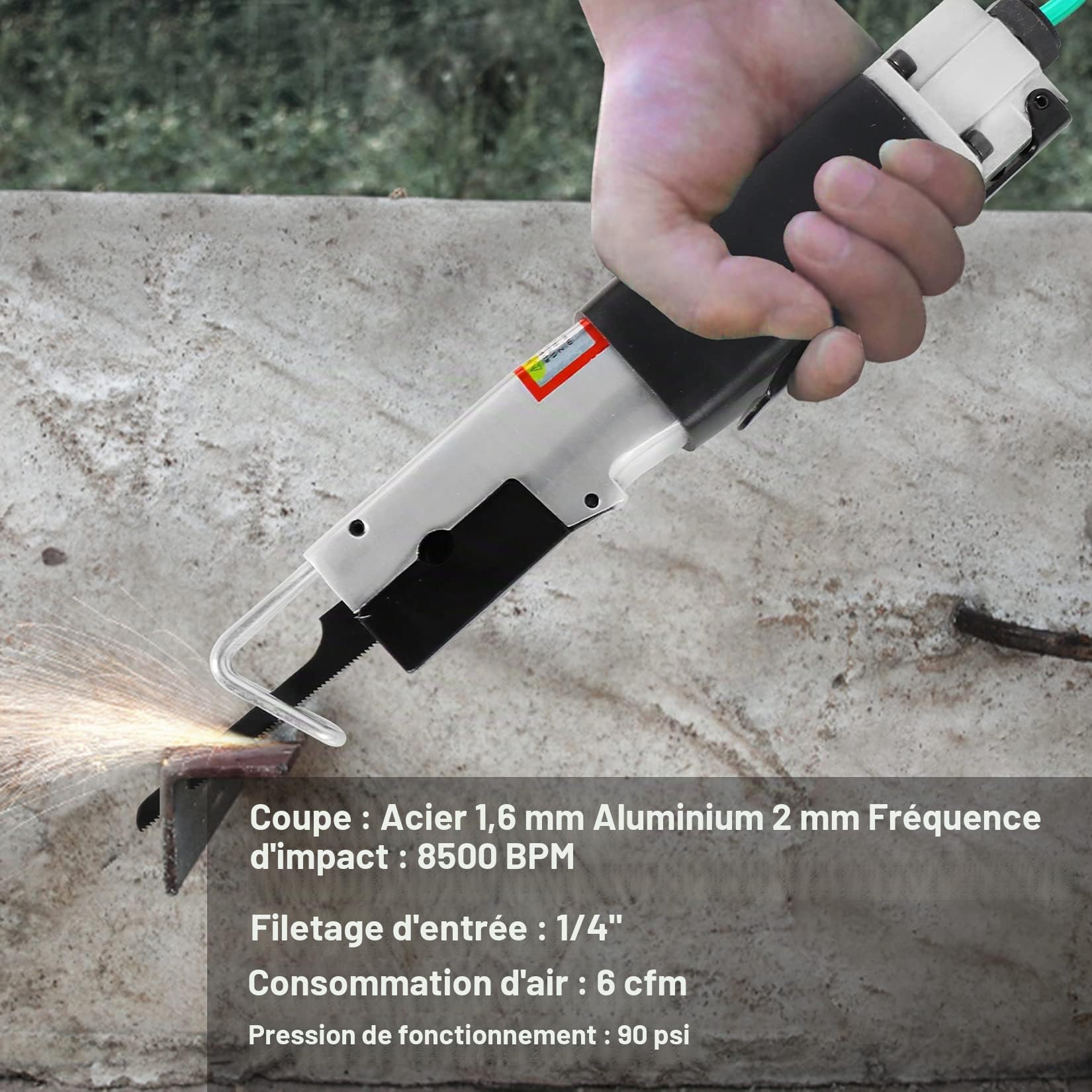 ORIENTOOLS Scie alternative pneumatique d'air, universelle Scie 90 psi 8500 BPM, Filetage d'entrée de 6.35 mm