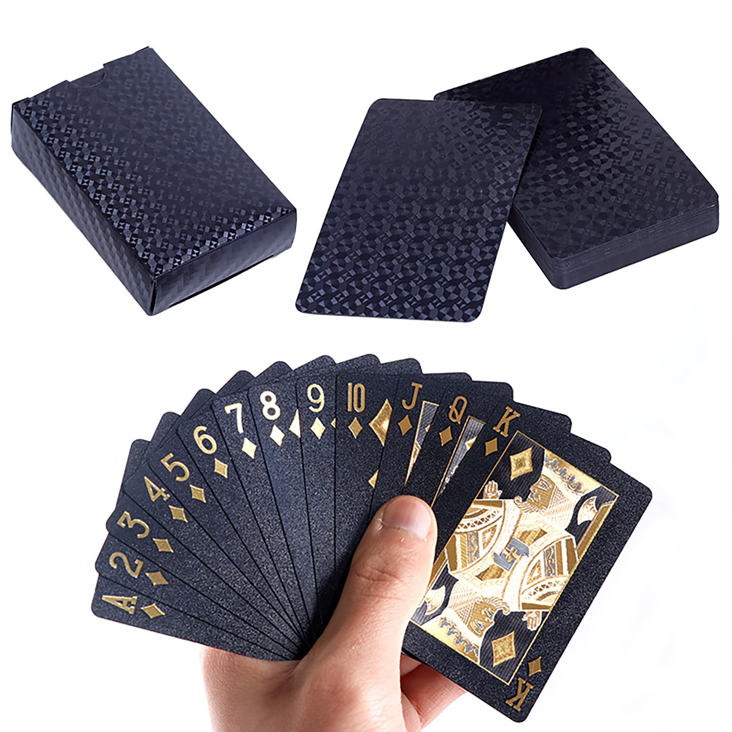 Waterproof Poker, 54 Sheet Playing Cards, For Party Games, Interaction, Group Activities, 8,8 x 5,8 cm, Black