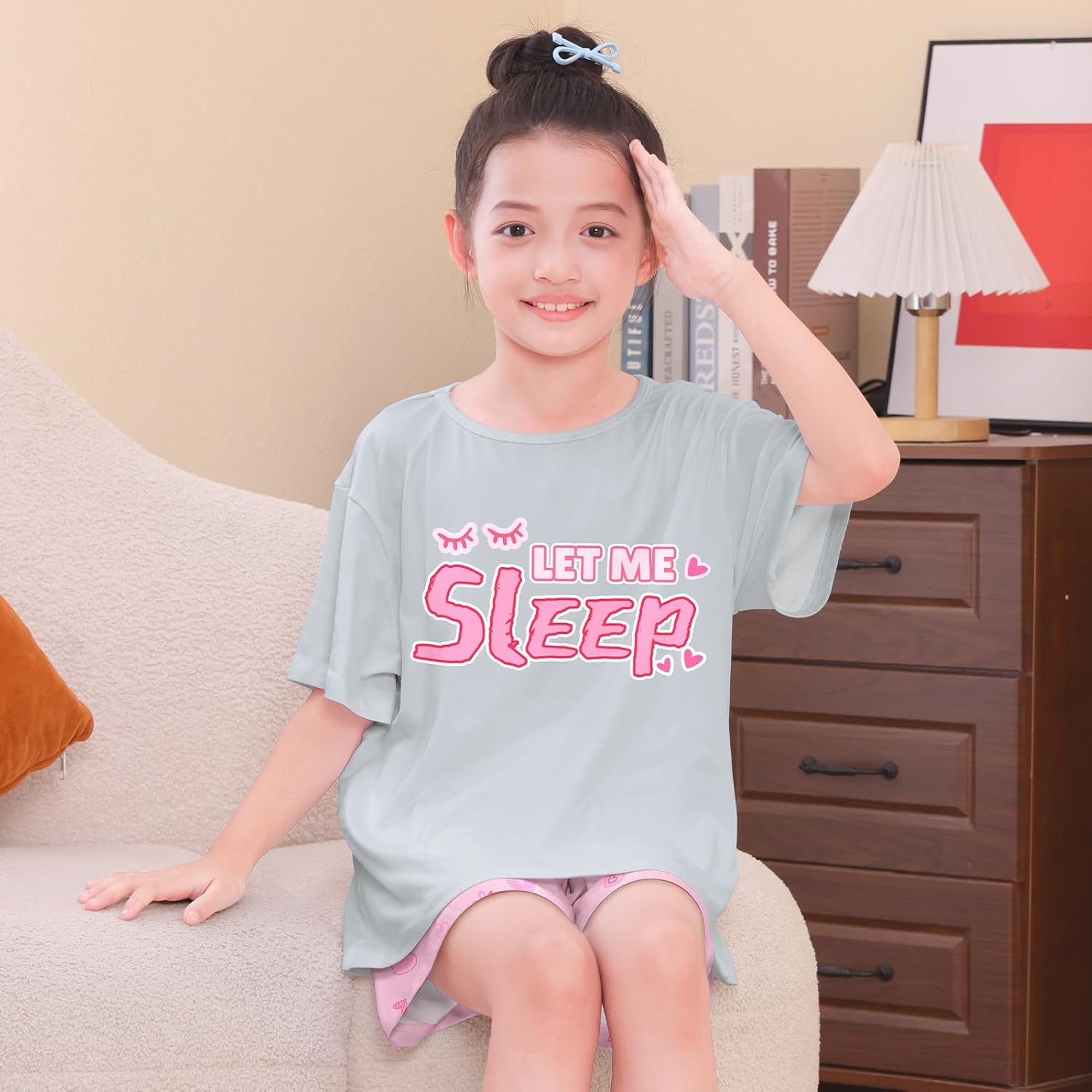 Girls Pajamas for Kids Summer Pjs for Girl Pajama Sets 2Pcs Short Sleeve Top Sleepwear for Teen 8-15 - Image 3