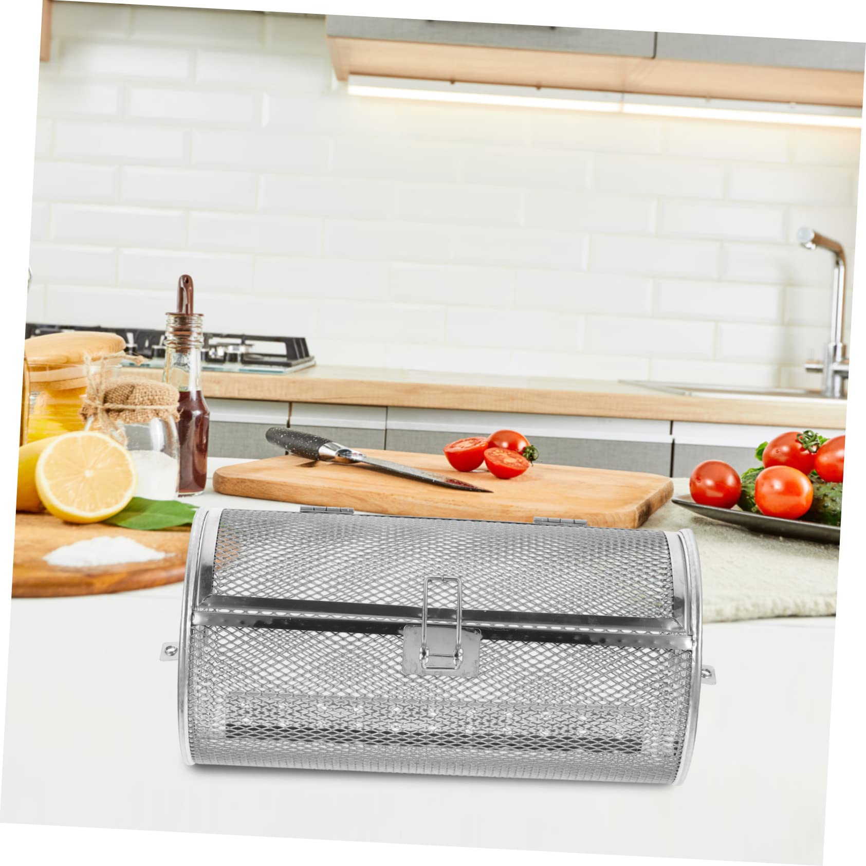 Toddmomy Cestello Colore Argento Design Rotante in Acciaio Inossidabile per Grigliare per Verdure e Cipolle, per Riunioni Familiari e Arrostire in Cucina
