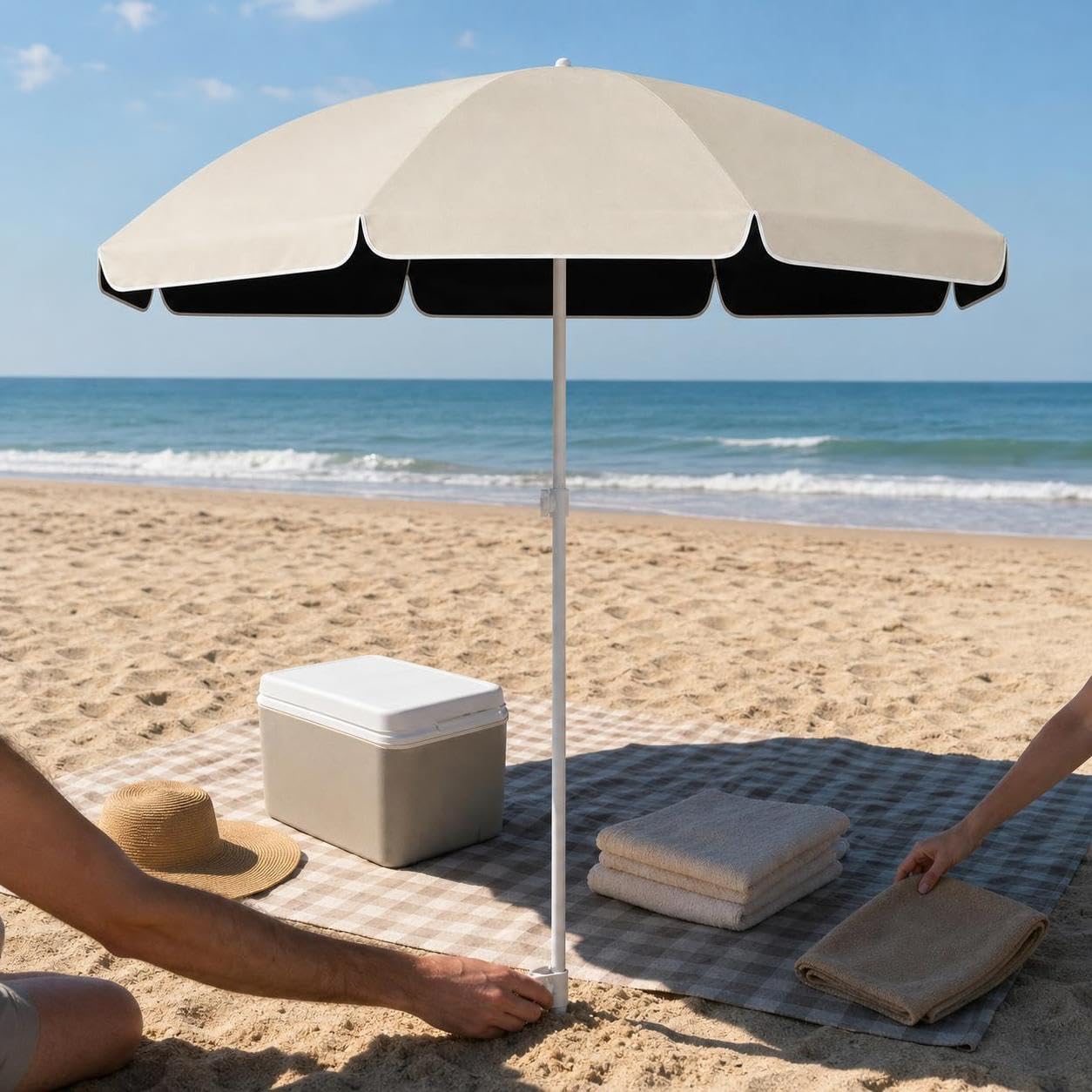 Ombrellone da Spiaggia con Protezione, Azzurro cielo
