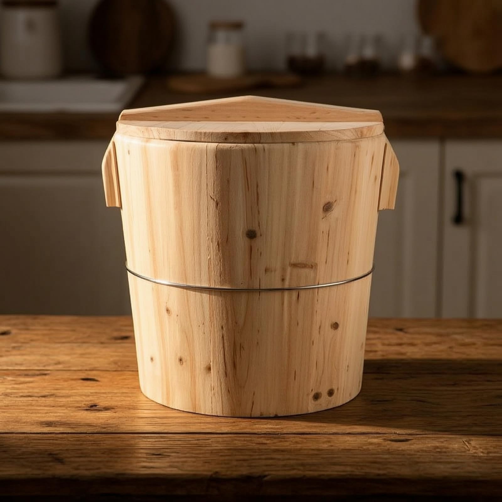 dämpfer mit Deckel Naturbelassen Dampfgarer aus Frisch Dampfgarer mit Deckel für Hobbyköche, Gastronomen, 35 cm 8-10 Kg Reis