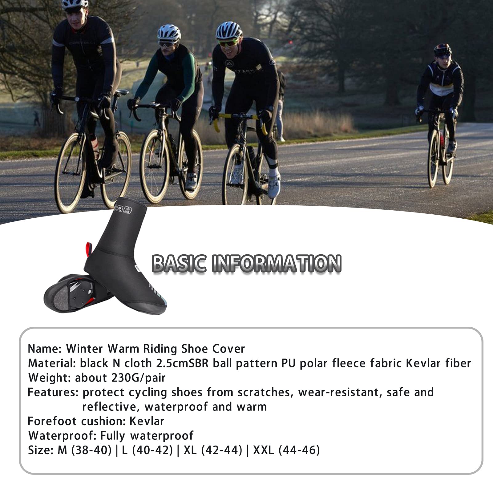 Cubrezapatillas de Ciclismo Impermeable Resistente al Viento Forro Polar MTB Carretera CáLido Calzado de Bicicleta Fundas Bicicleta Protector TéRmico de Invierno Cubrezapatillas