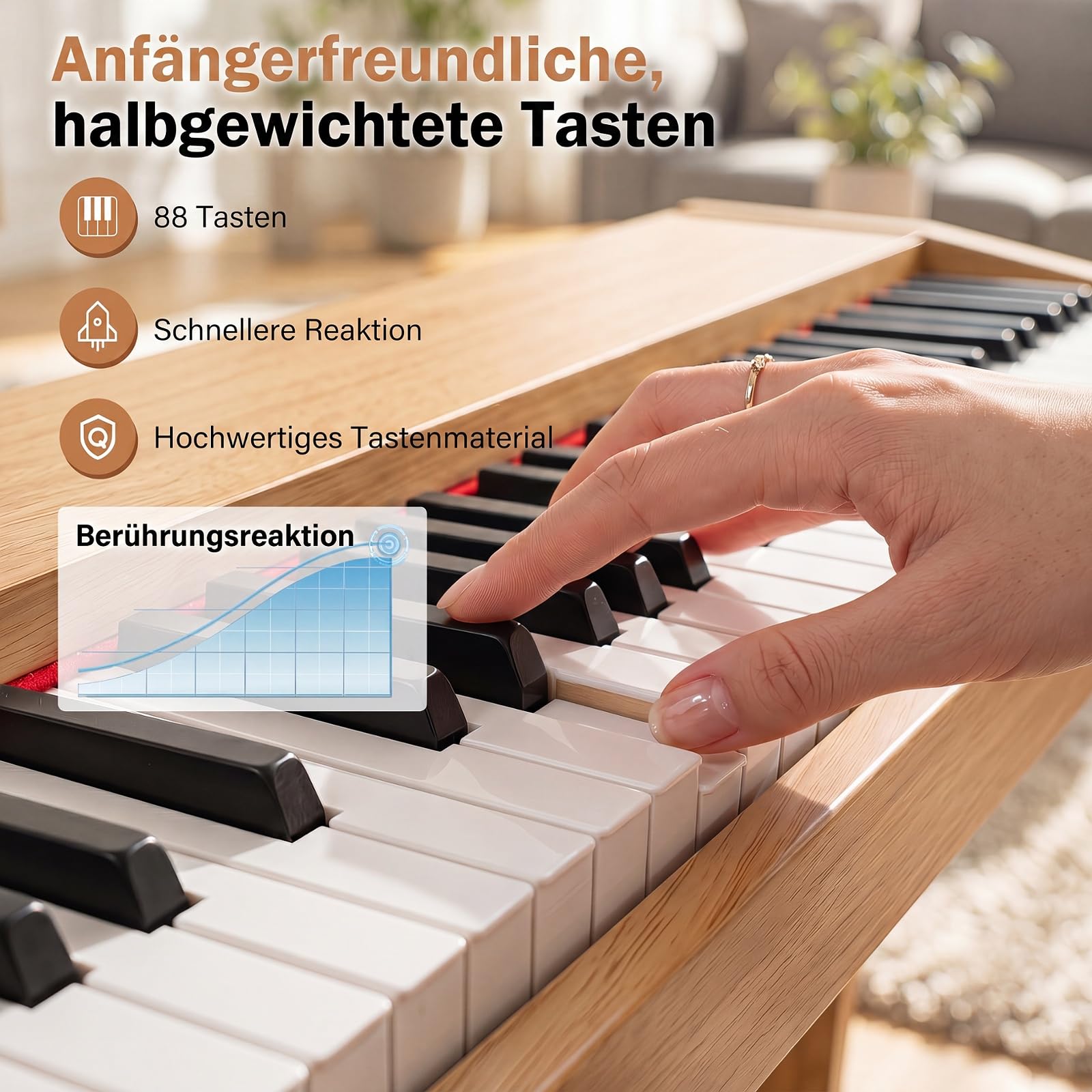 COSTWAY 88 Tasten Digitalpiano, E-Piano mit Ständer halbgewichtete Tastatur | klavier mit 3 Pedale, 800 Klänge, 600 Rhythmen, USB-MIDI-Anschluss, Notenständer, Keyboard für Anfänger & Hausgebrauch