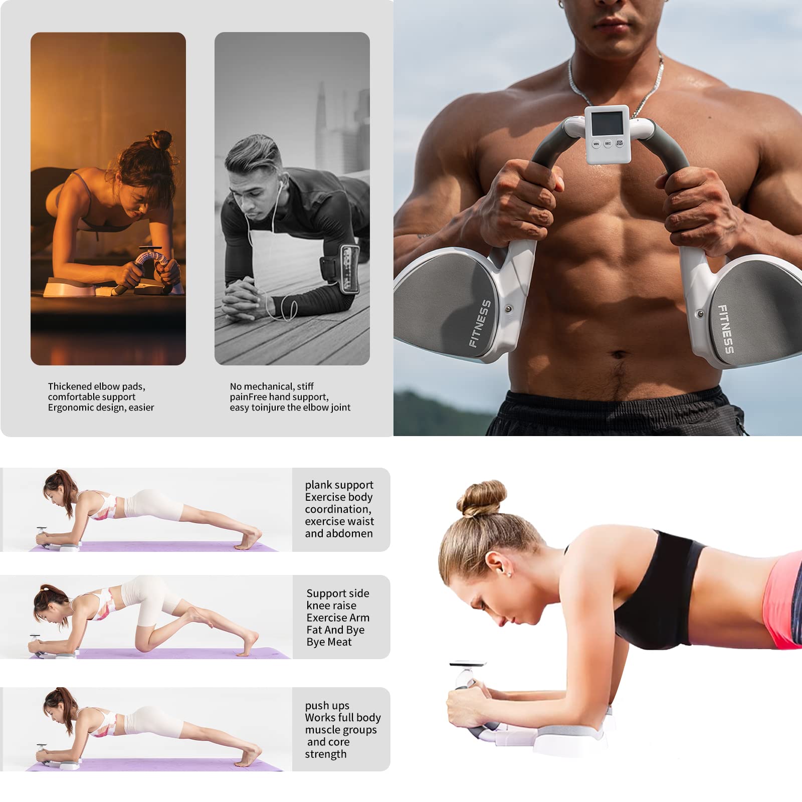 Plank Trainer DRZHEAM – Support De Gainage Multifonctionnel, Poignées EVA, Affichage LCD – Corrige La Posture, Ajustable, Pour Abdos Et Bras