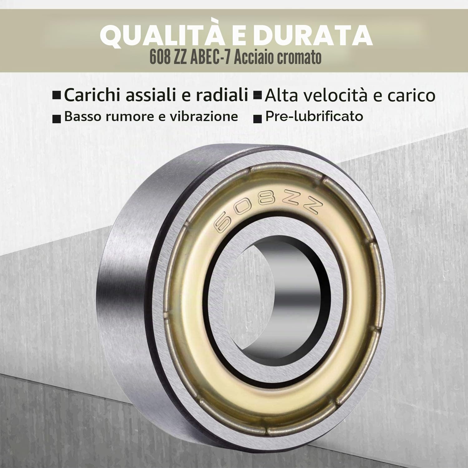 Cuscinetti a sfera mini 608zz, in metallo, doppia protezione 8 x 22 x 7 mm, 20 pezzi