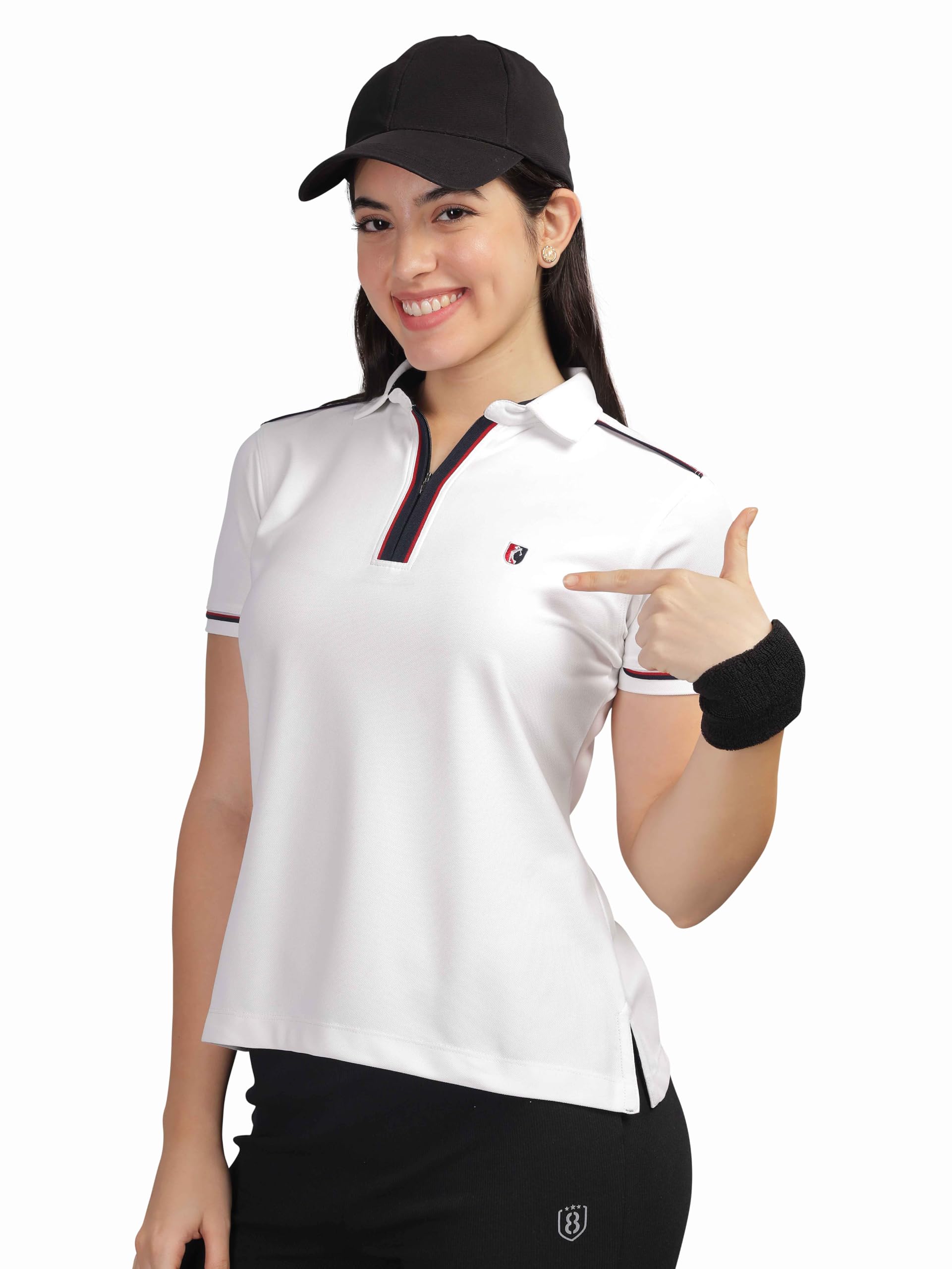 Women's Zipper Polo Collar T-Shirt| Feather Touch Feel | Warm| Regular Fit| Odour Resistant| Anti-Static| Wrinkle Free | Quick Dry | Stretchable | Lightweight | Sweat-Proof