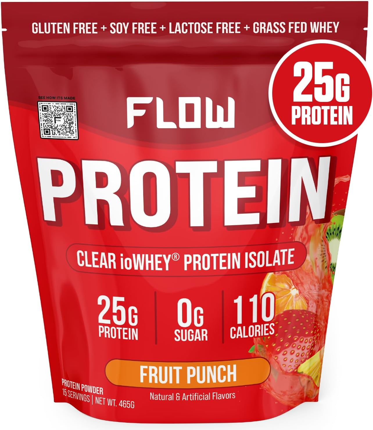 Flow Supps Clear Whey Isolate Protein Powder, Fruit Punch