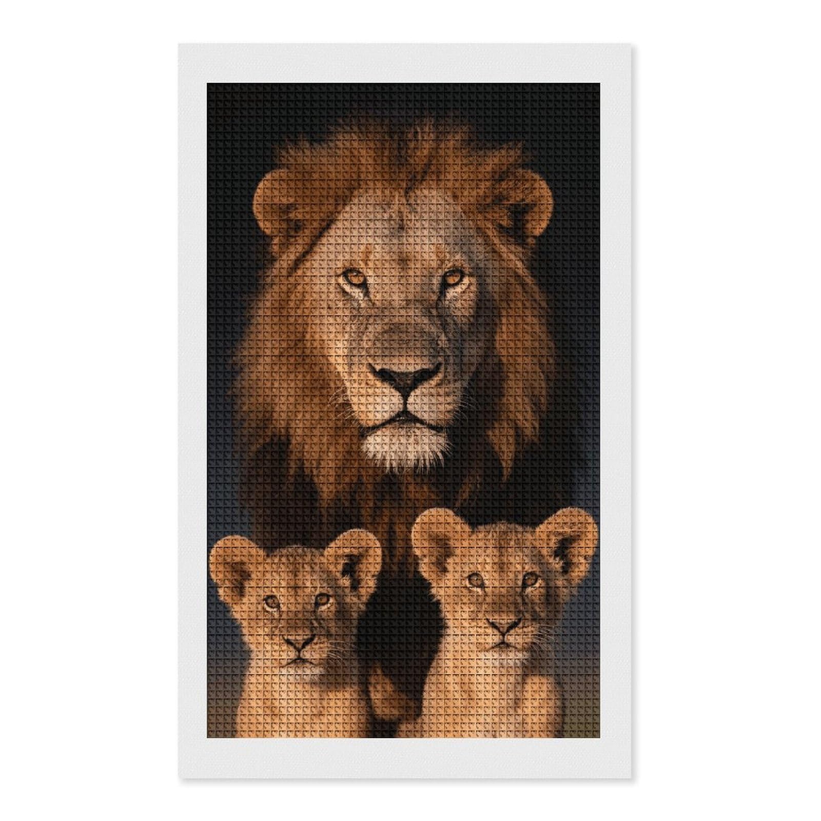 FodPand Lion Family with Cubs 5D Diamond Painting Kits for Adults Beginners Full Drill Square Diamond Dots Pictures Gem Art Supplies for Home Wall Room Decoration DIY Craft Set Gift 12x20