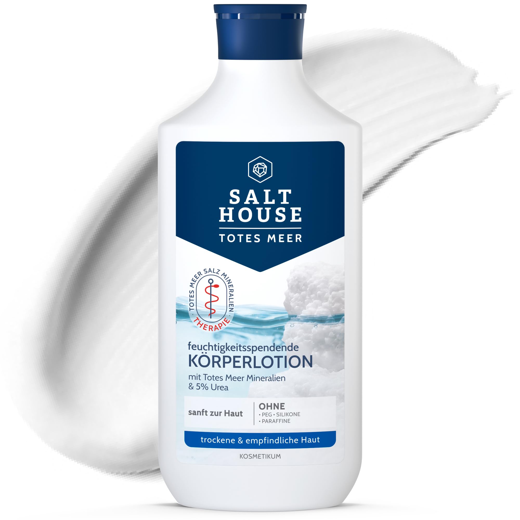 Salthouse Totes Meer Therapie Körperlotion, spendet intensive Feuchtigkeit, stabilisiert die Barrierefunktion der Haut, mit Urea, Panthenol, Vitamin E und Q10, 250ml