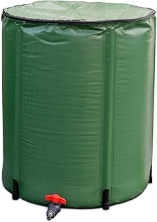 Goflame Rain Barrel Water Collector 50 Gallon Portable Foldable Collapsible Tank,Spigot Filter Water Storage Container, Green (50 Gallon)