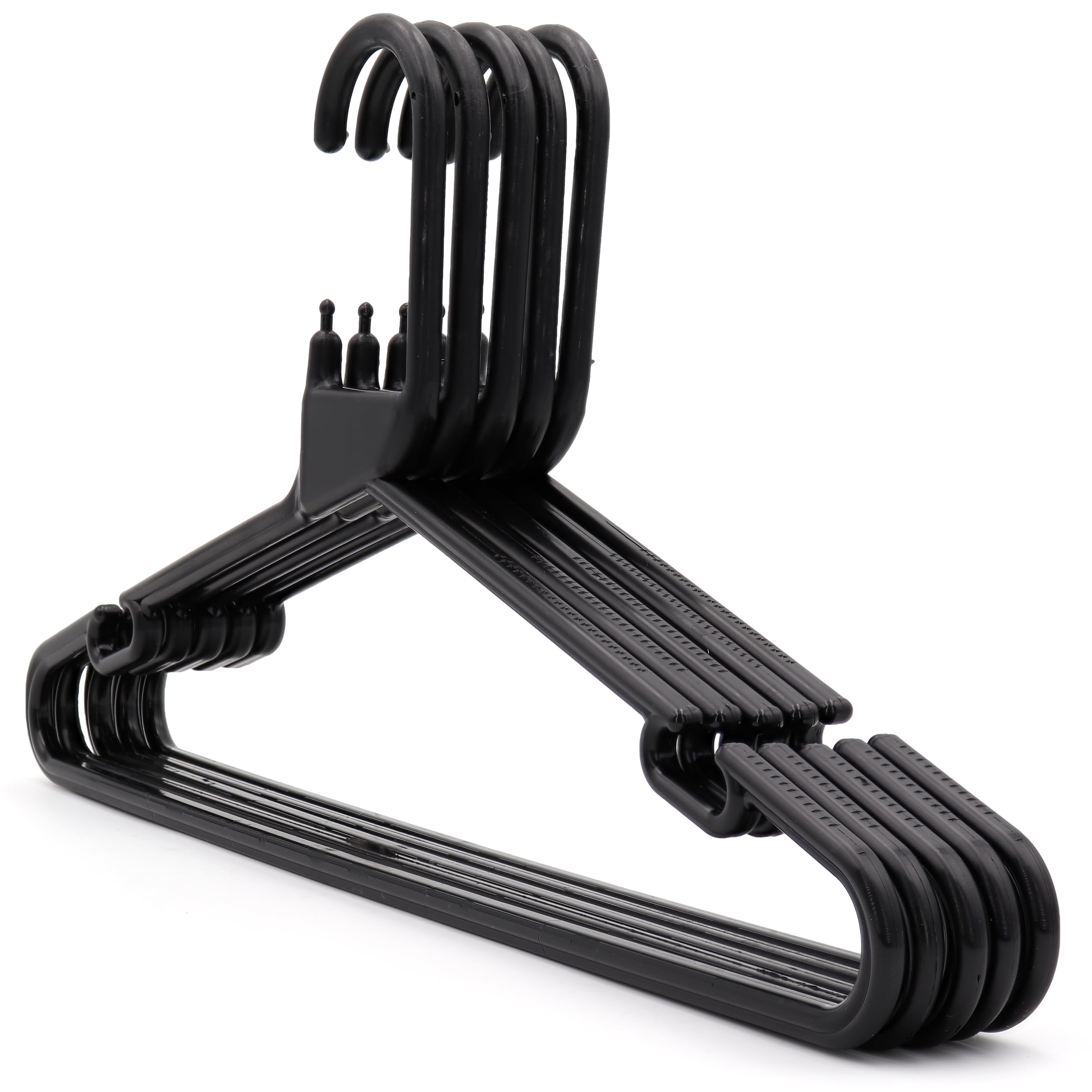 The Hanger Store 10 Black Strong Heavy Duty Plastic Coat Hangers - Choose Colour