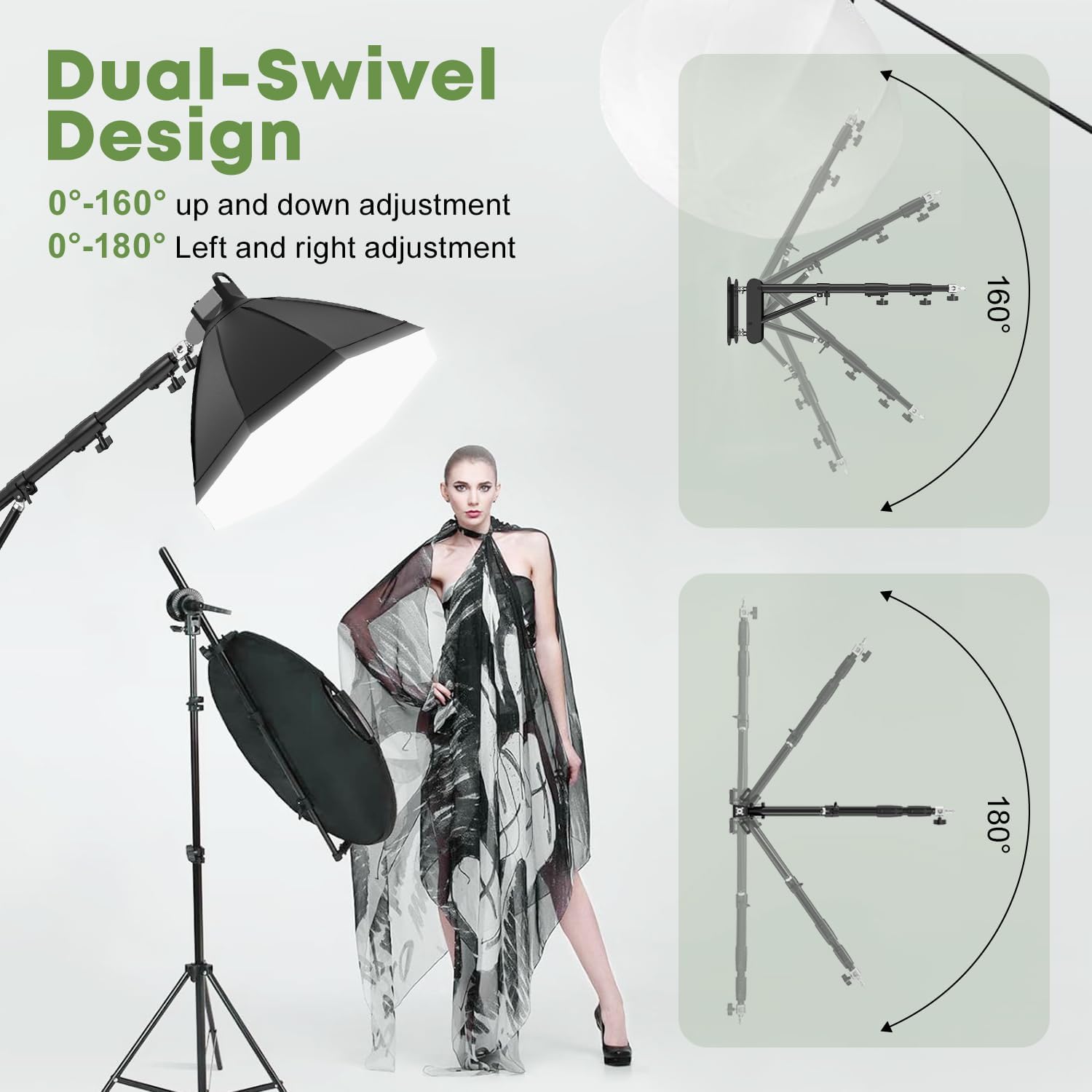 Wall Mount Boom Arm with Triangle Base – Adjustable Camera Mount Up to 5.9ft (180cm) for Photography Studio, Video Strobe Flash, Ring Light, Softbox, Umbrella Reflector