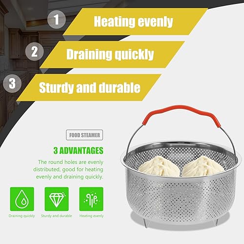 Miniatura 6 de Hemoton Olla de vapor olla de vapor tamal olla de vapor olla eléctrica vaporera olla arrocera vaporera cesta de vapor de metal soporte para cocinar