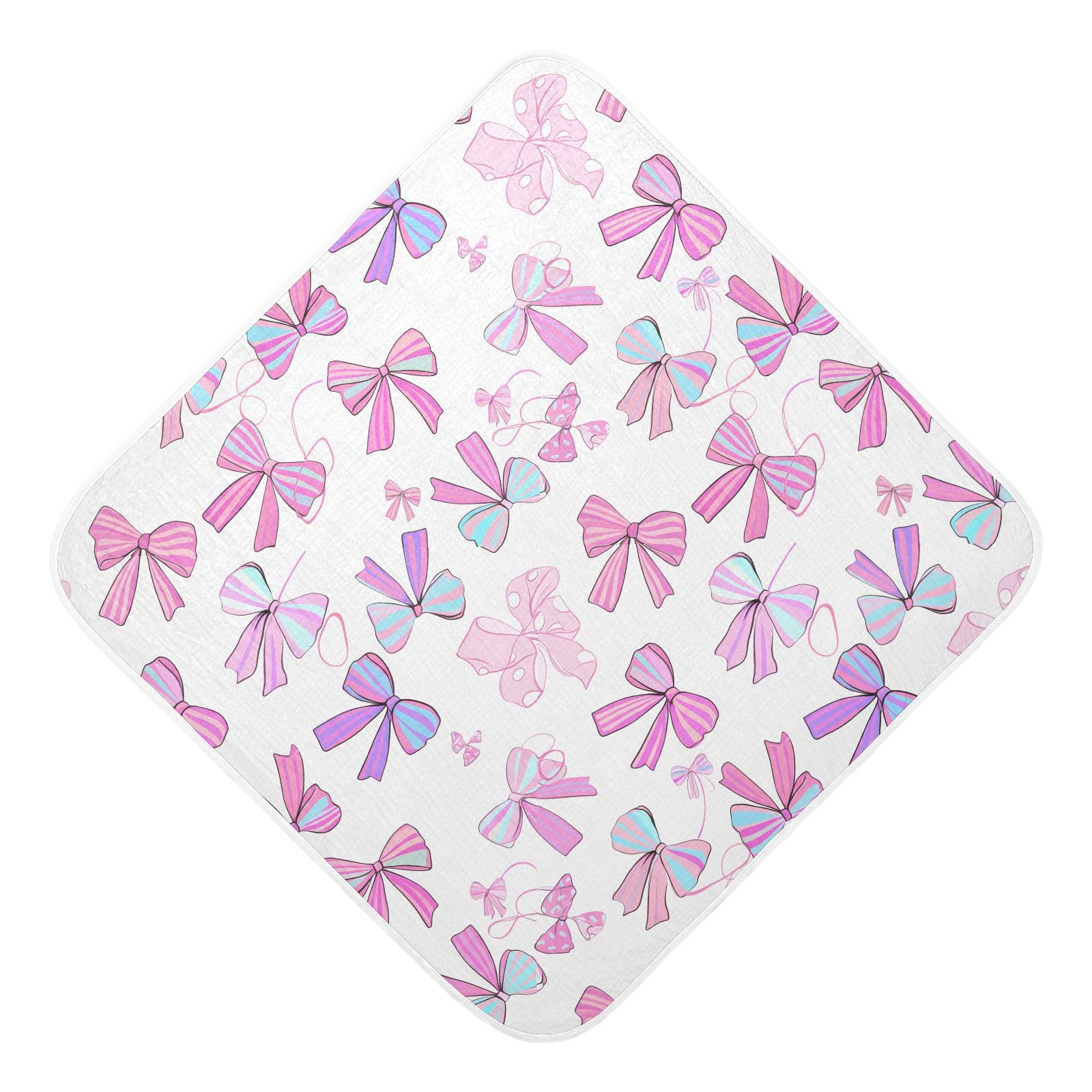 Msyxl Pink Blue Bows Hooded Towel - Ultra Soft & Absorbent Muslin Cotton Bath Towel for Babies, Toddlers, Newborn - Boys & Girls Essential 30